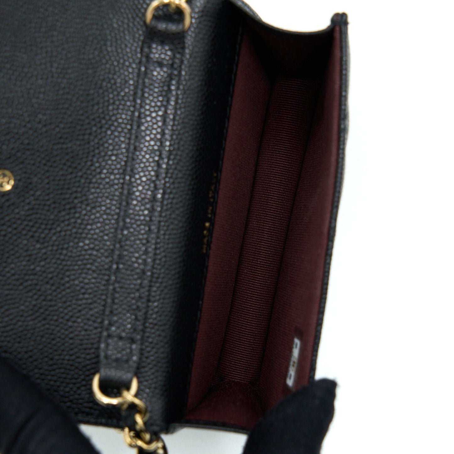 Chanel Mini Flap Card Holder With Chain Caviar Black L