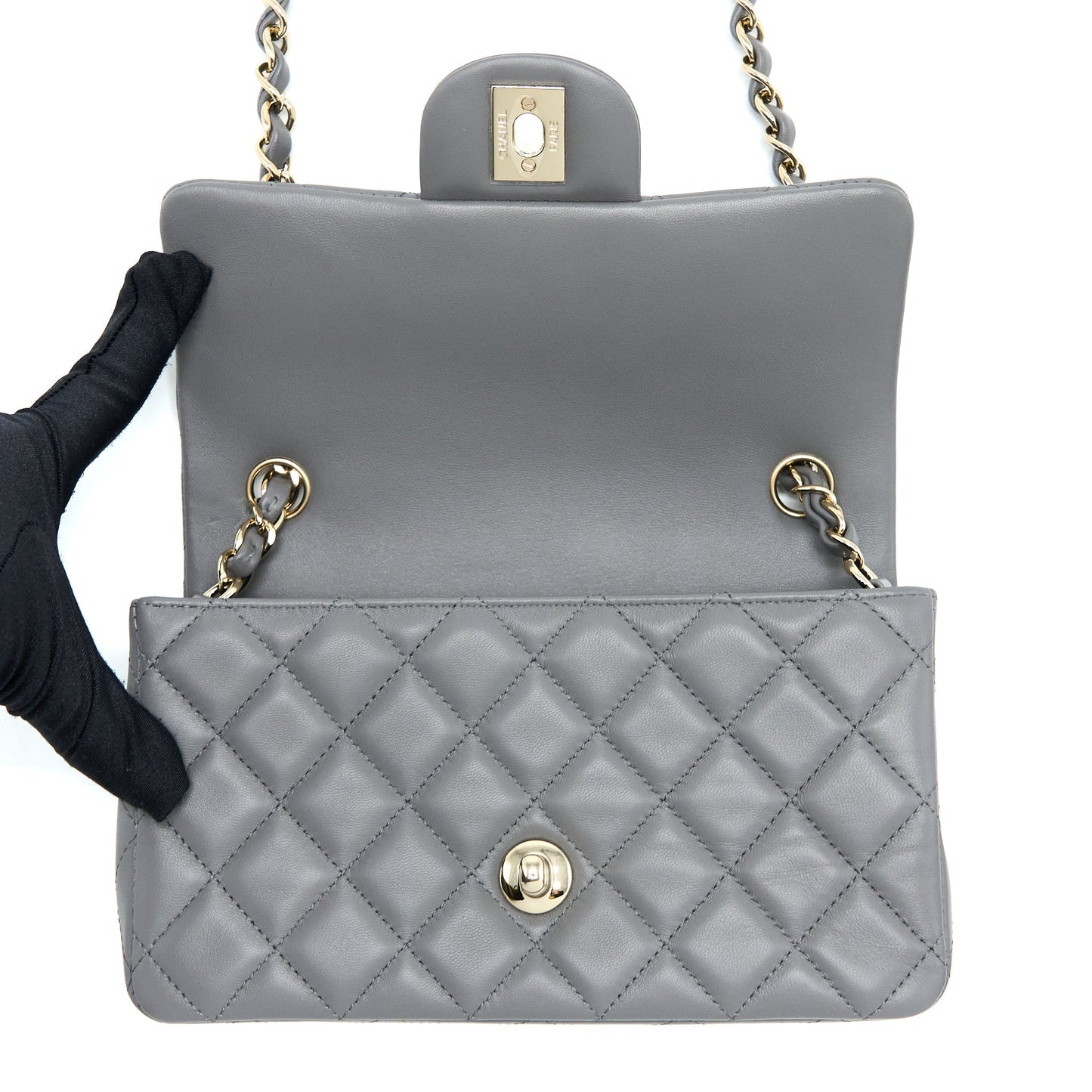 Chanel 22A Mini Rectangular Lambskin Grey L(Microchip)