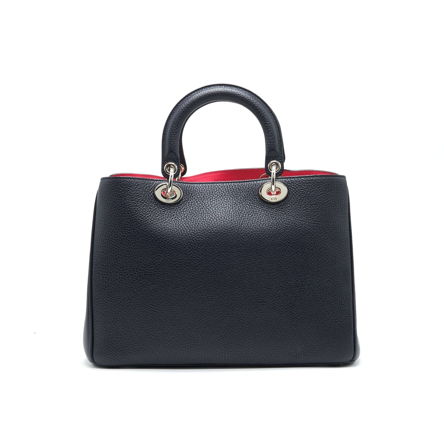 CHRISTIAN Medium Diorissimo Tote Purse Black Grained Leather