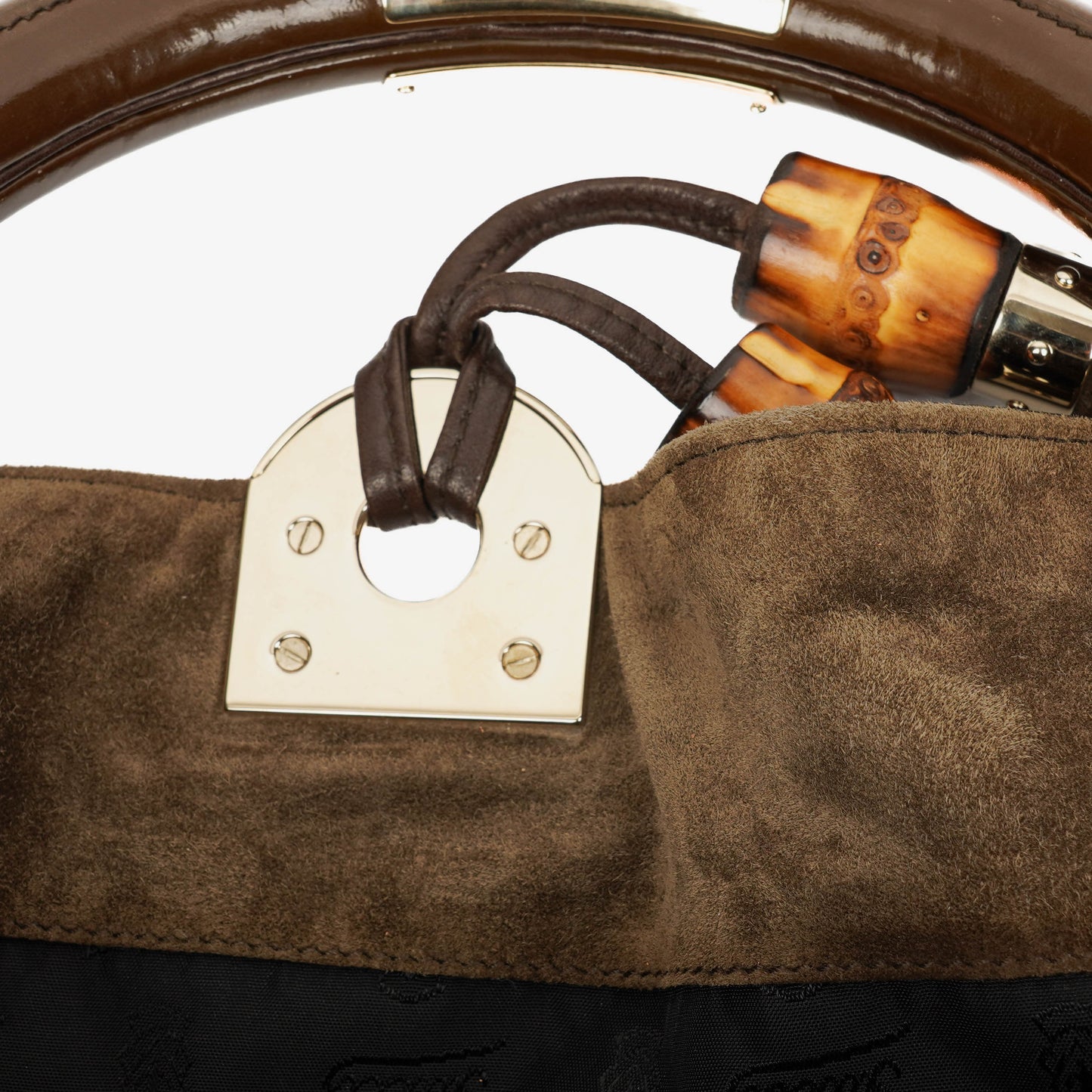 Gucci Brown Patent Leather Indy Top Handle Bag