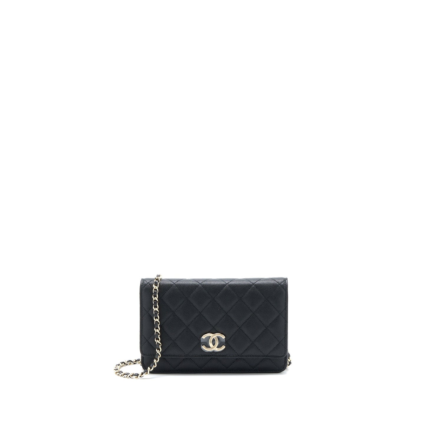 Chanel 23C Giant CC Logo Wallet on Chain Caviar Black L (Microchip)