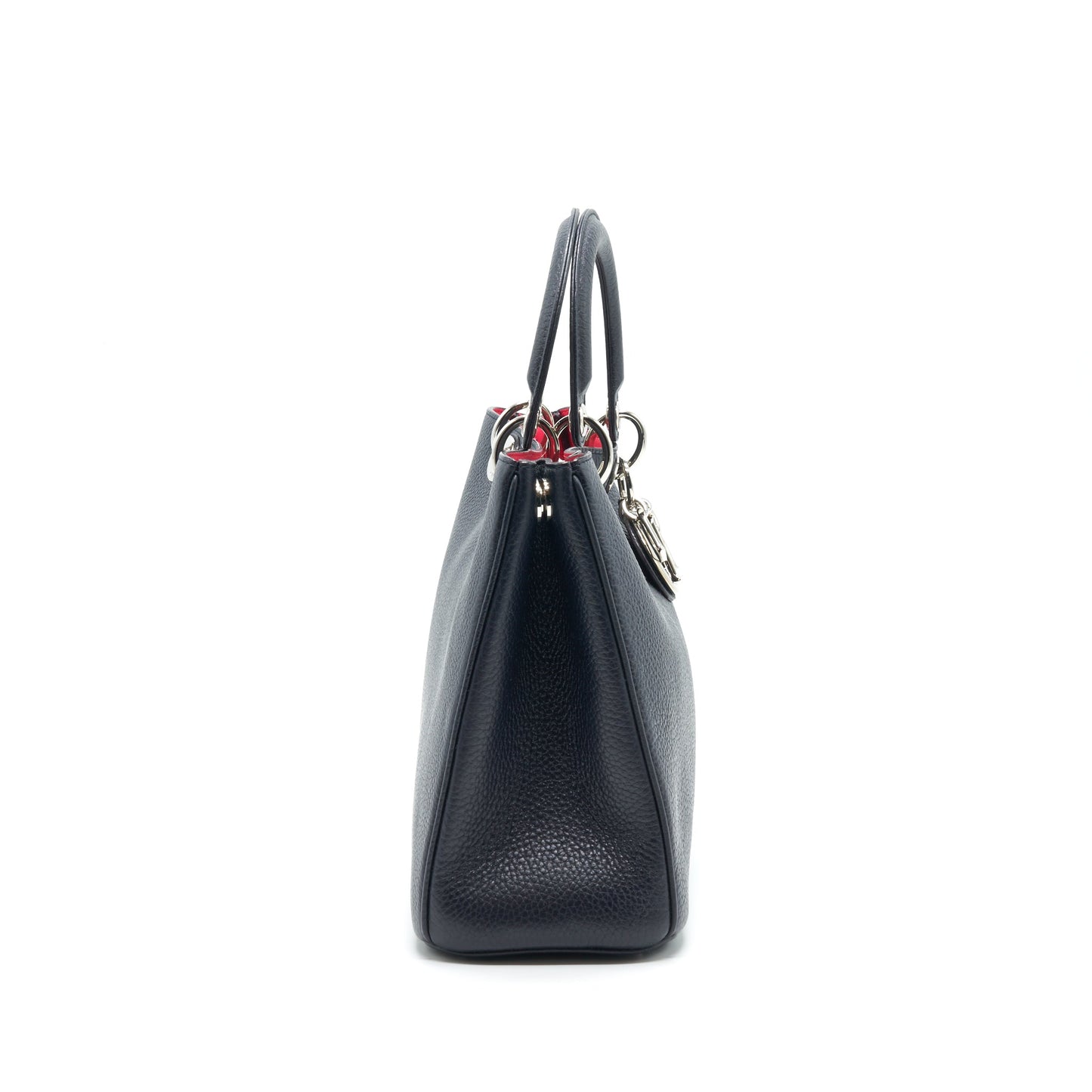 CHRISTIAN Medium Diorissimo Tote Purse Black Grained Leather