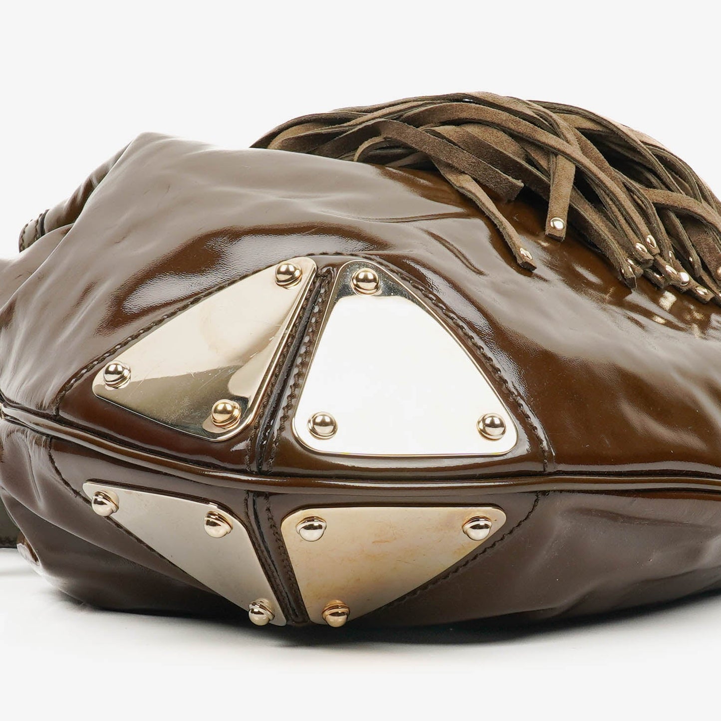 Gucci Brown Patent Leather Indy Top Handle Bag