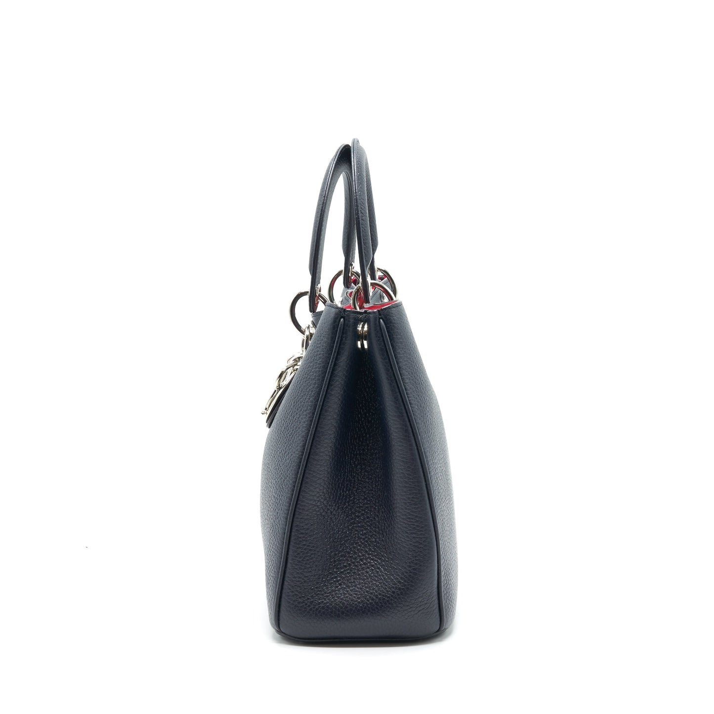CHRISTIAN Medium Diorissimo Tote Purse Black Grained Leather