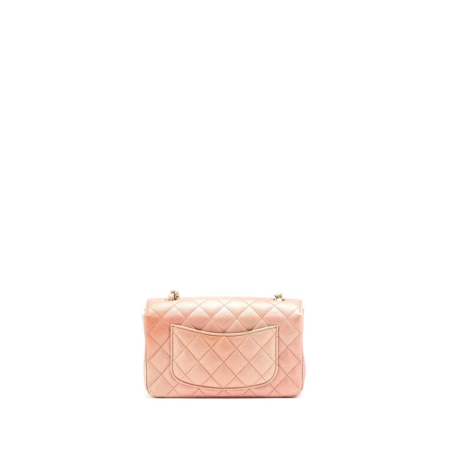 Chanel 21S Mini Rectangular Flap Bag Metallic Grained Lambskin Ombré Rose Gold L
