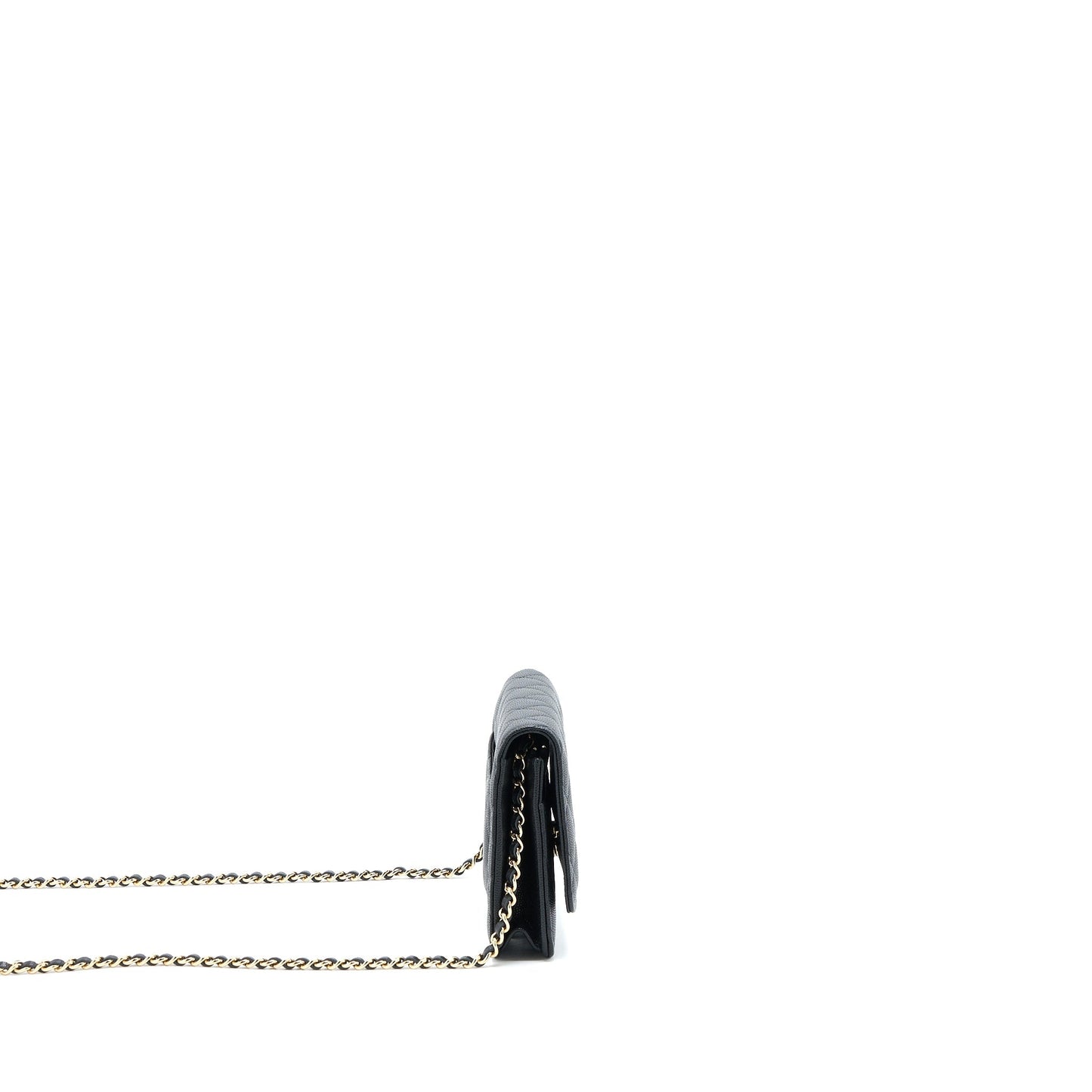 Chanel 23C Giant CC Logo Wallet on Chain Caviar Black L (Microchip)