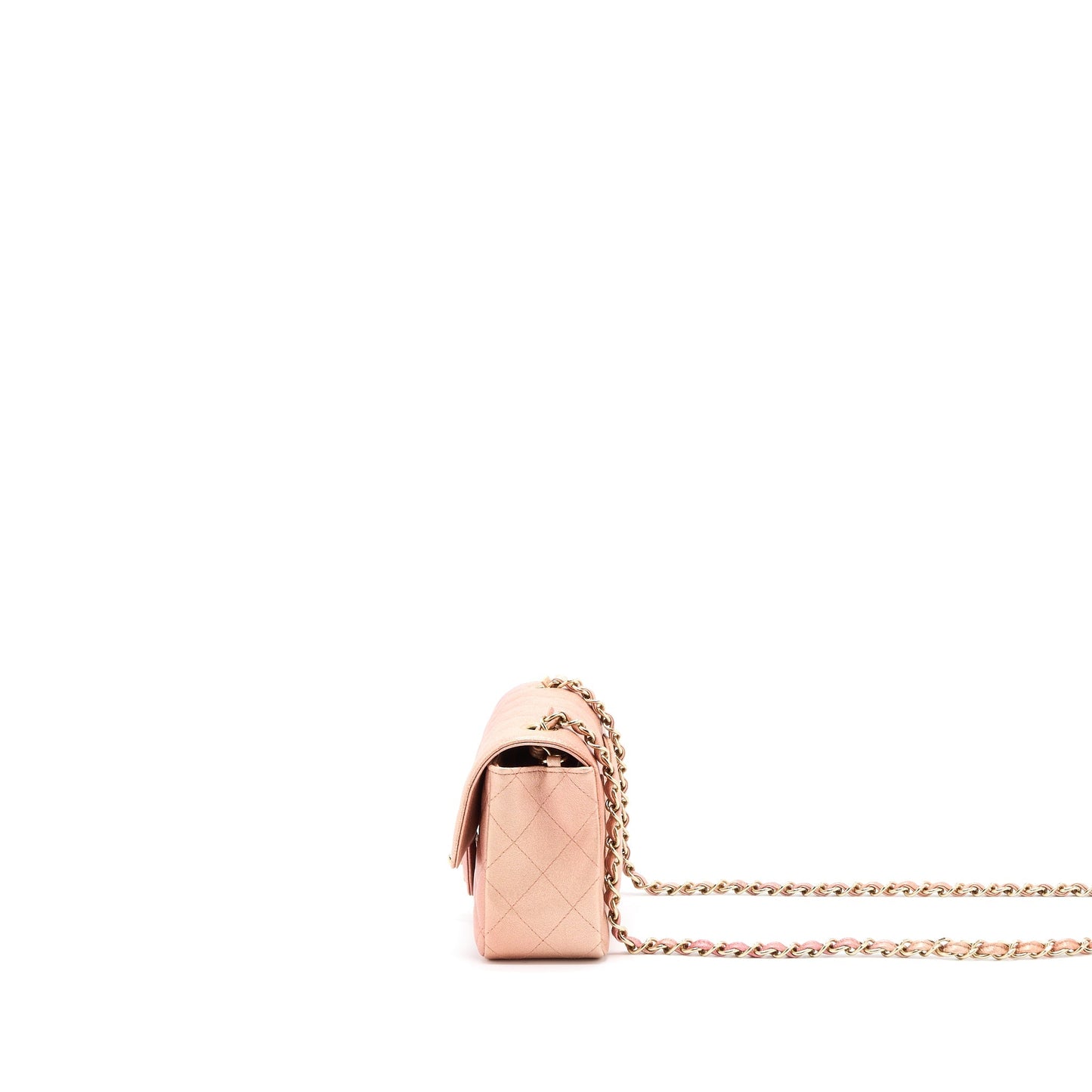 Chanel 21S Mini Rectangular Flap Bag Metallic Grained Lambskin Ombré Rose Gold L