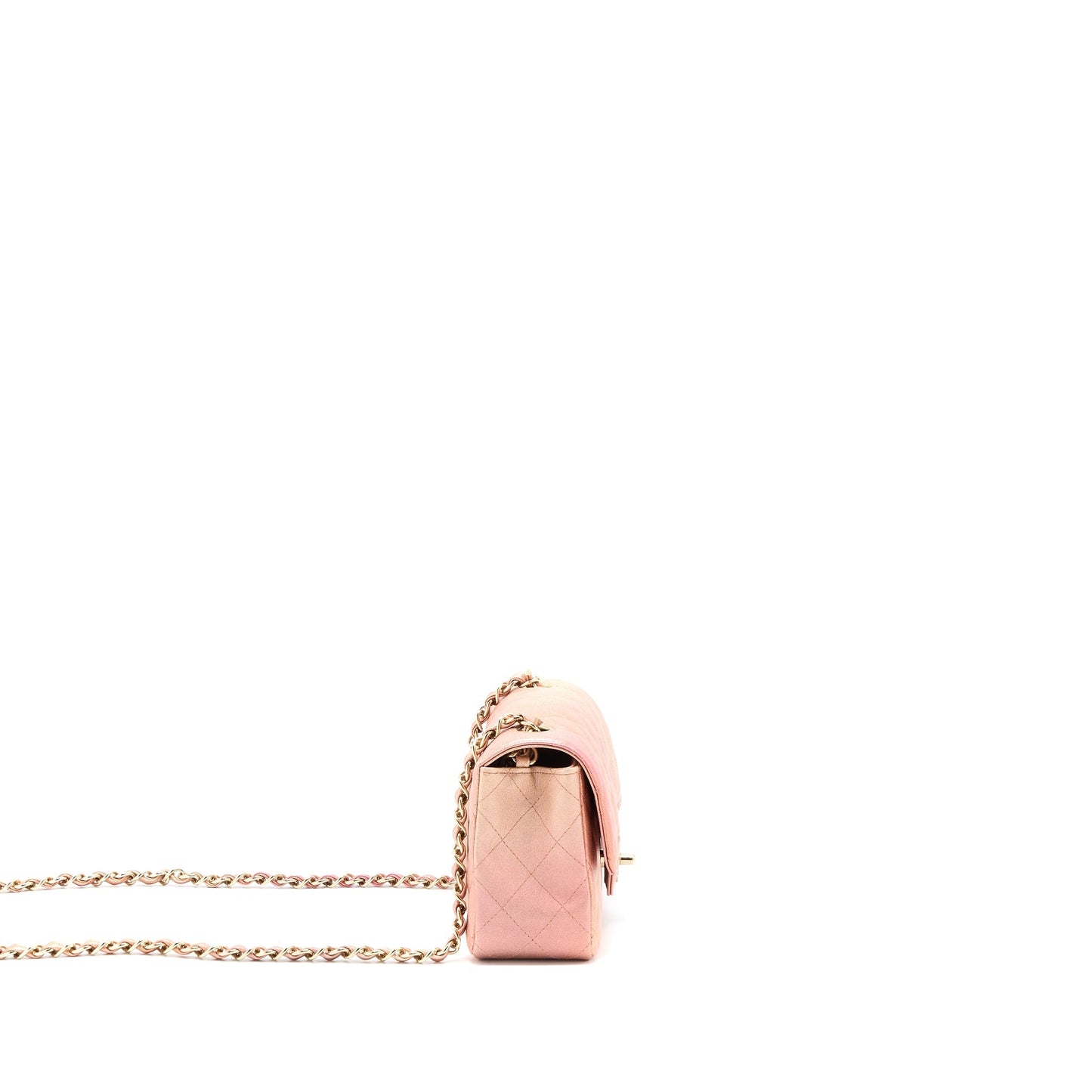 Chanel 21S Mini Rectangular Flap Bag Metallic Grained Lambskin Ombré Rose Gold L
