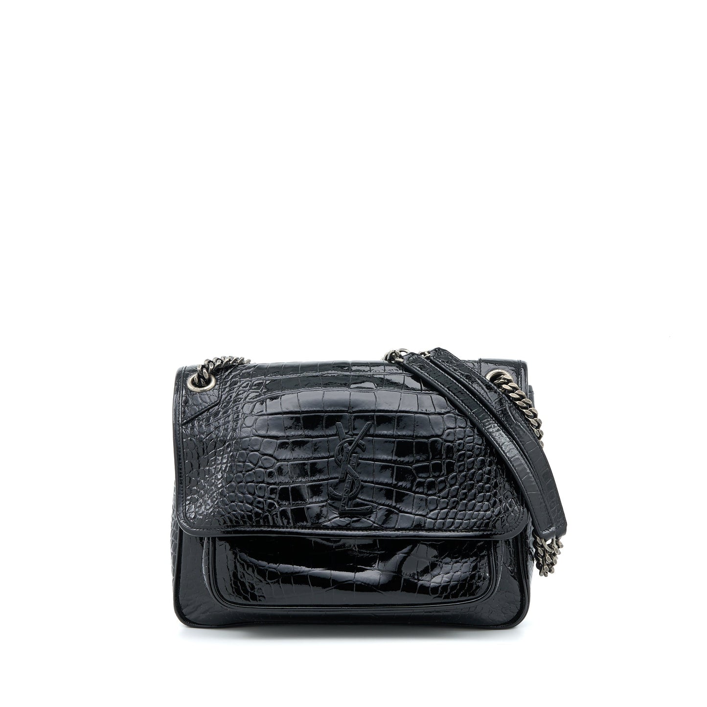 Saint Laurent Medium Niki Chain Purse Patent Black