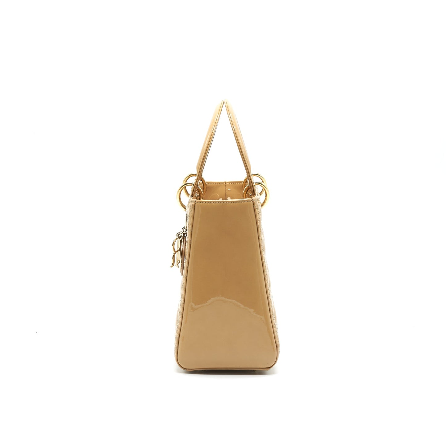 Christian Dior Medium Lady Dior Patent Leather Beige