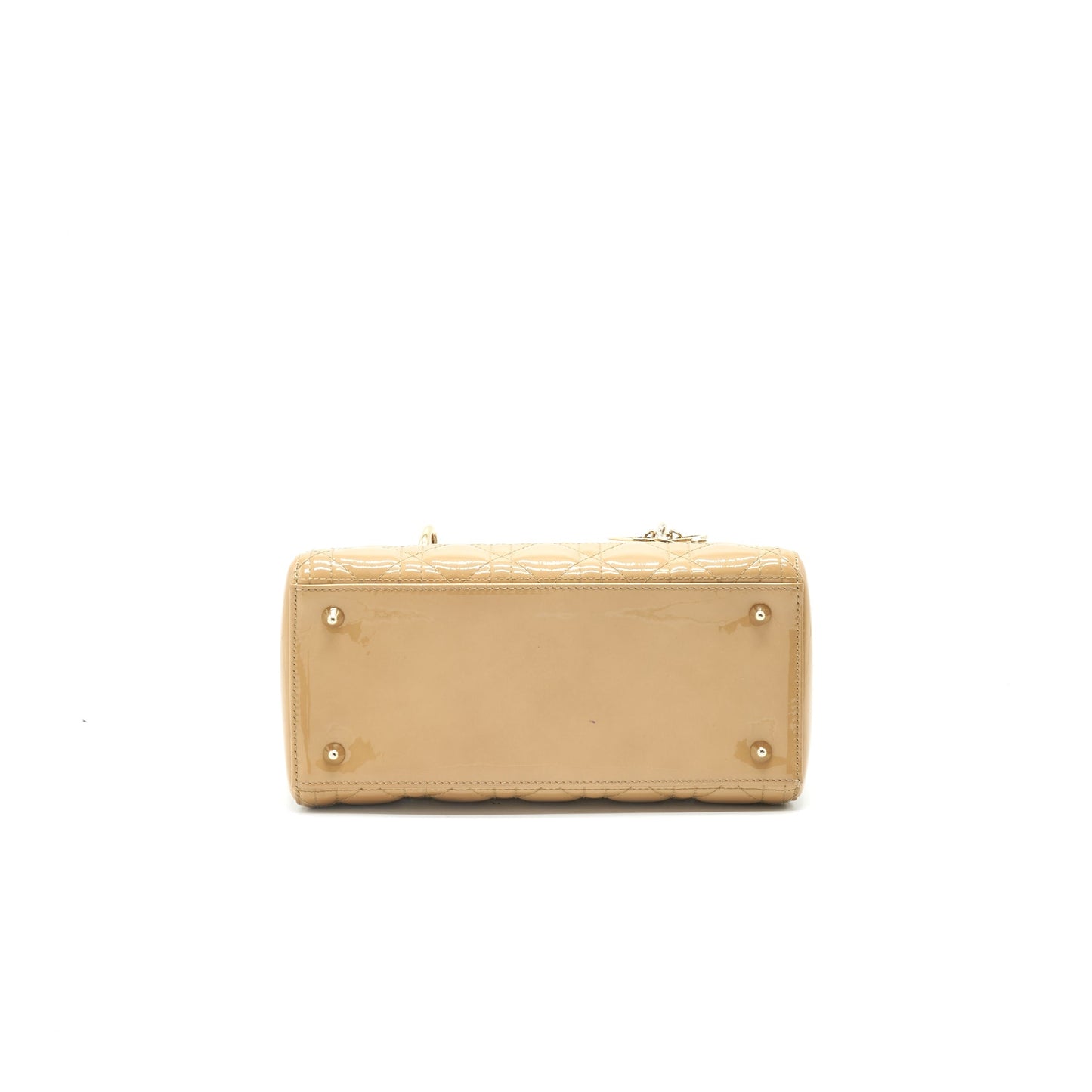Christian Dior Medium Lady Dior Patent Leather Beige