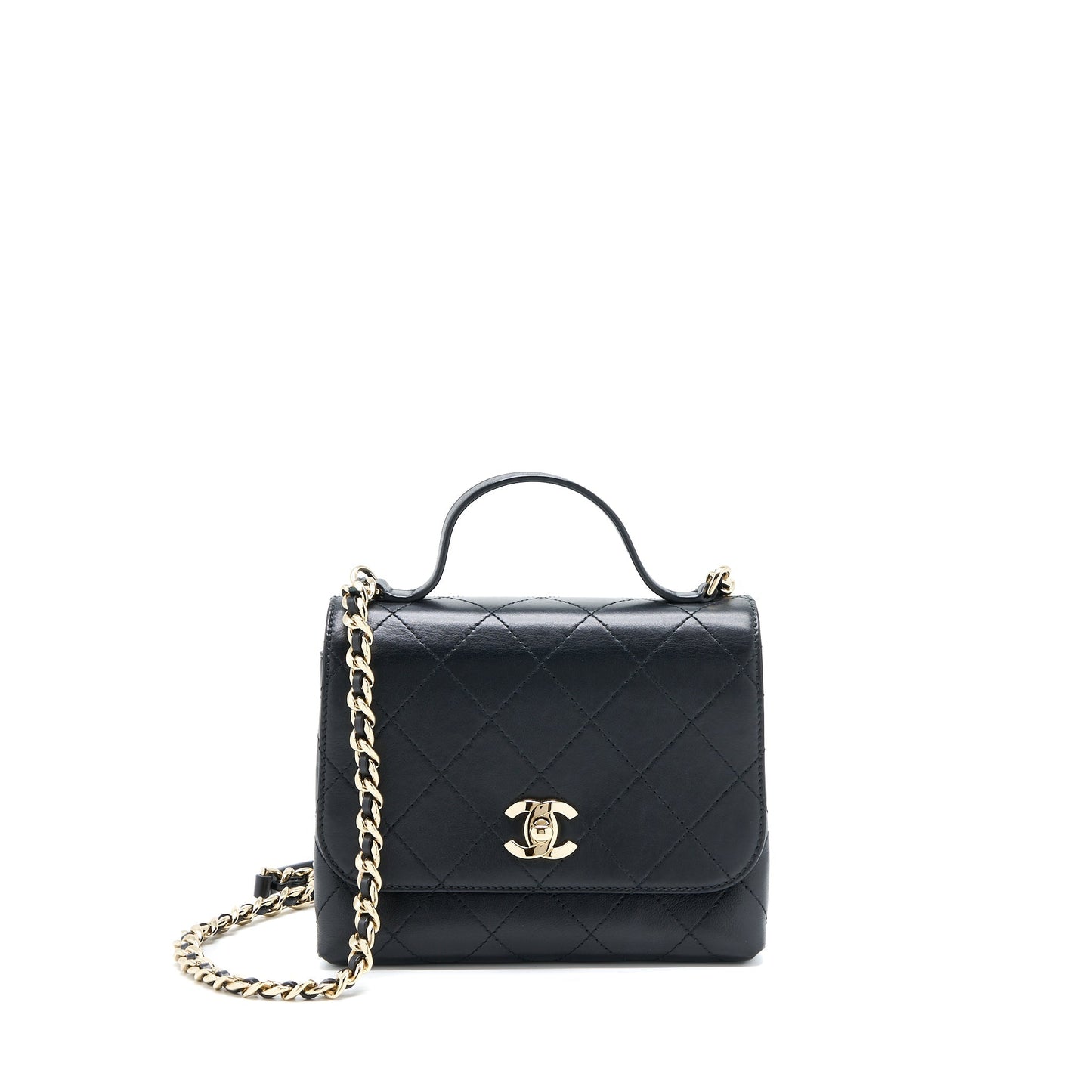 Chanel Seasonal Top Handle Flap Bag Calfskin Black
