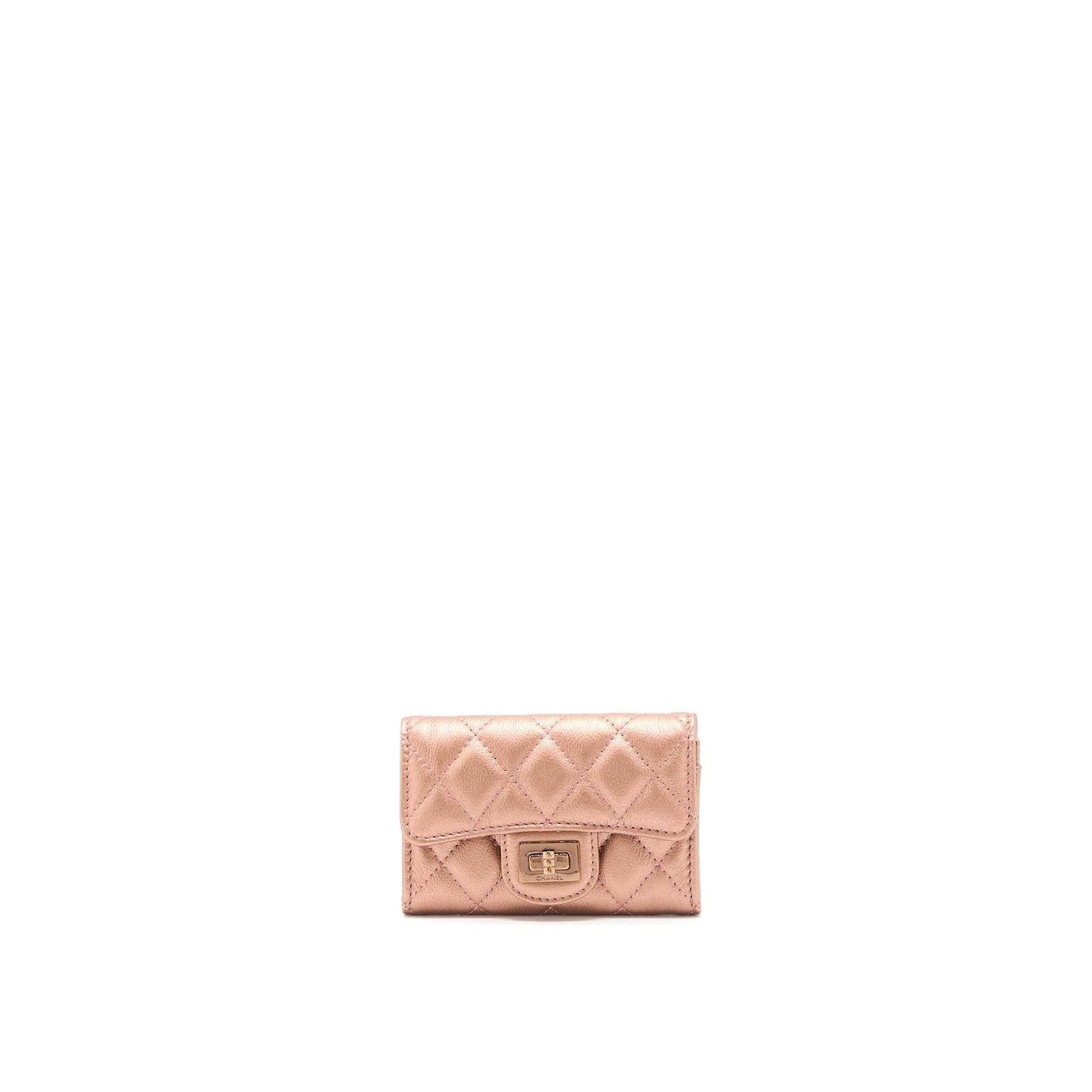 Chanel 2.55 Reissue Flap Card Holder Metallic Grained Calfskin Rose Gold R