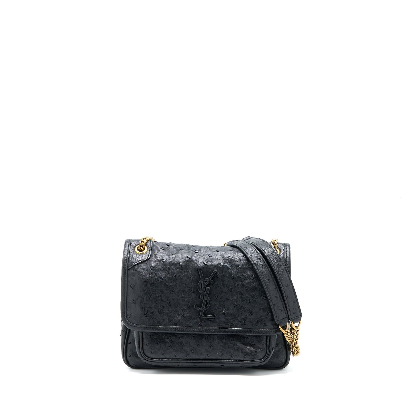 Saint Laurent Niki Baby Ostrich Black