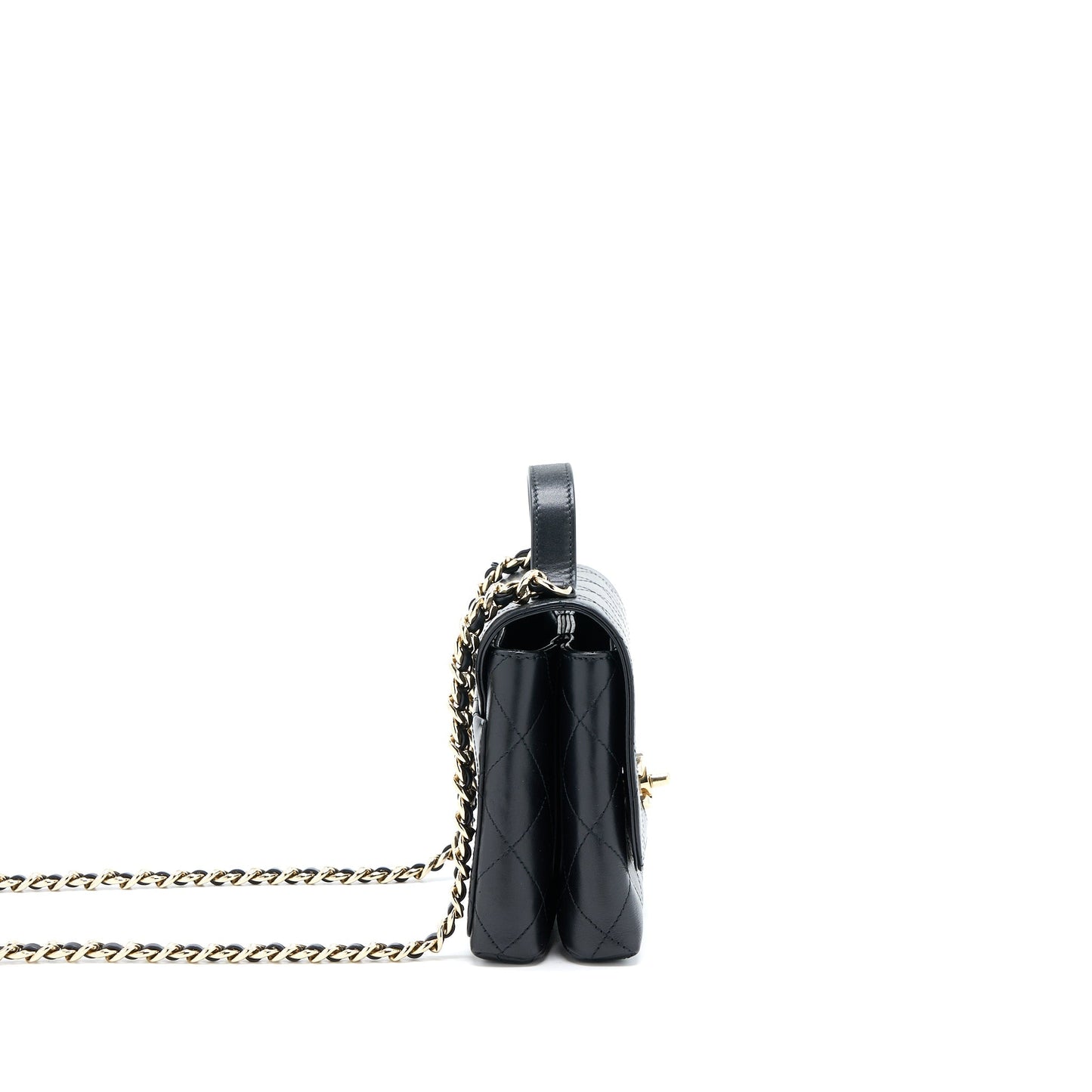 Chanel Seasonal Top Handle Flap Bag Calfskin Black