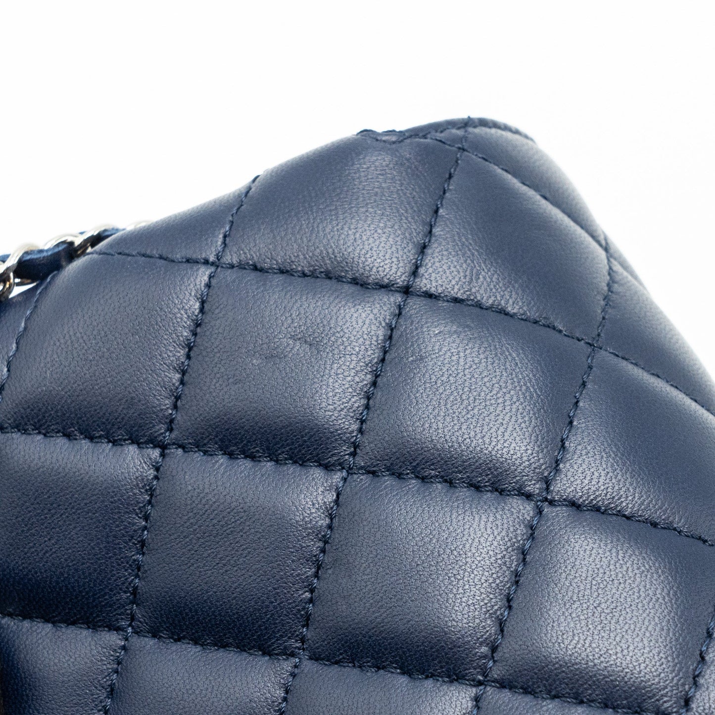 Chanel quilted long flap bag lambskin dark blue