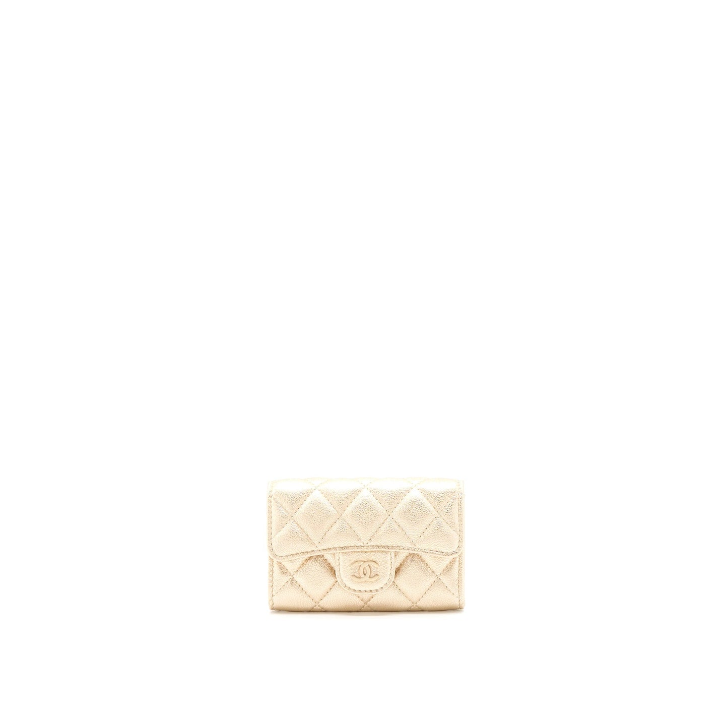 Chanel Quilted Classic Flap Card Holder Lambskin Gold L