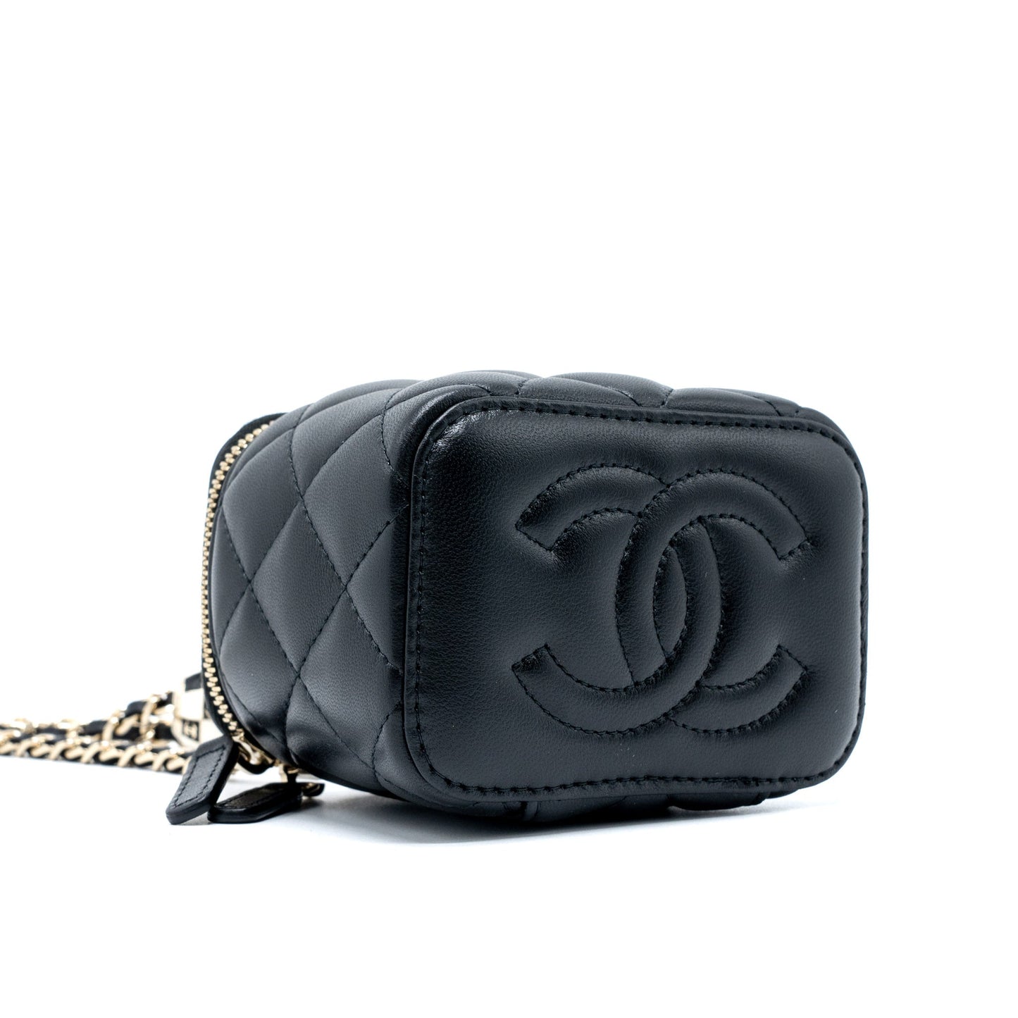 Chanel 23C Pearl Crush Mini Vanity with Chain Lambskin Black L (Microchip)