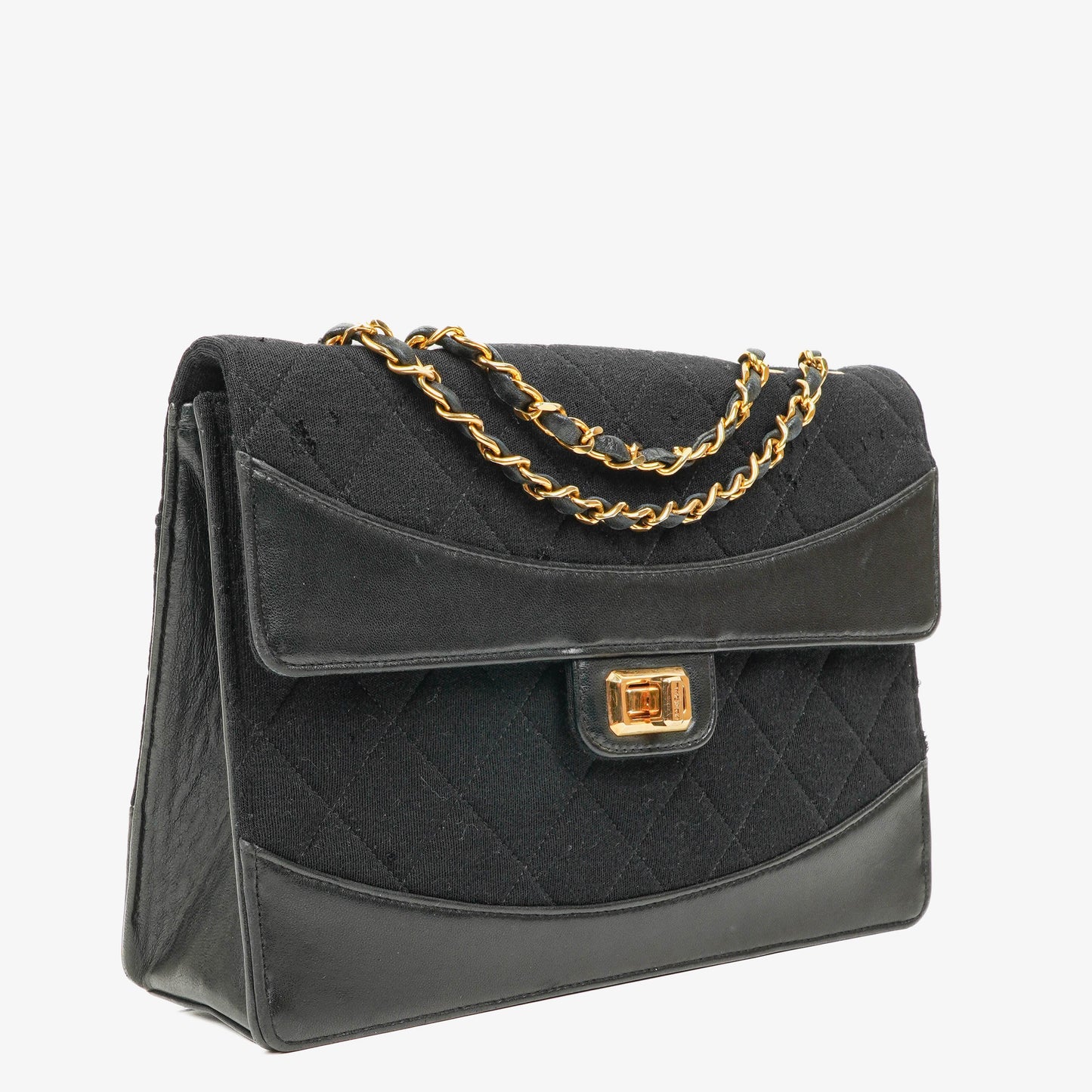 Chanel Classic Jersey And Leather Black Single Flap Bag, 1989-1991