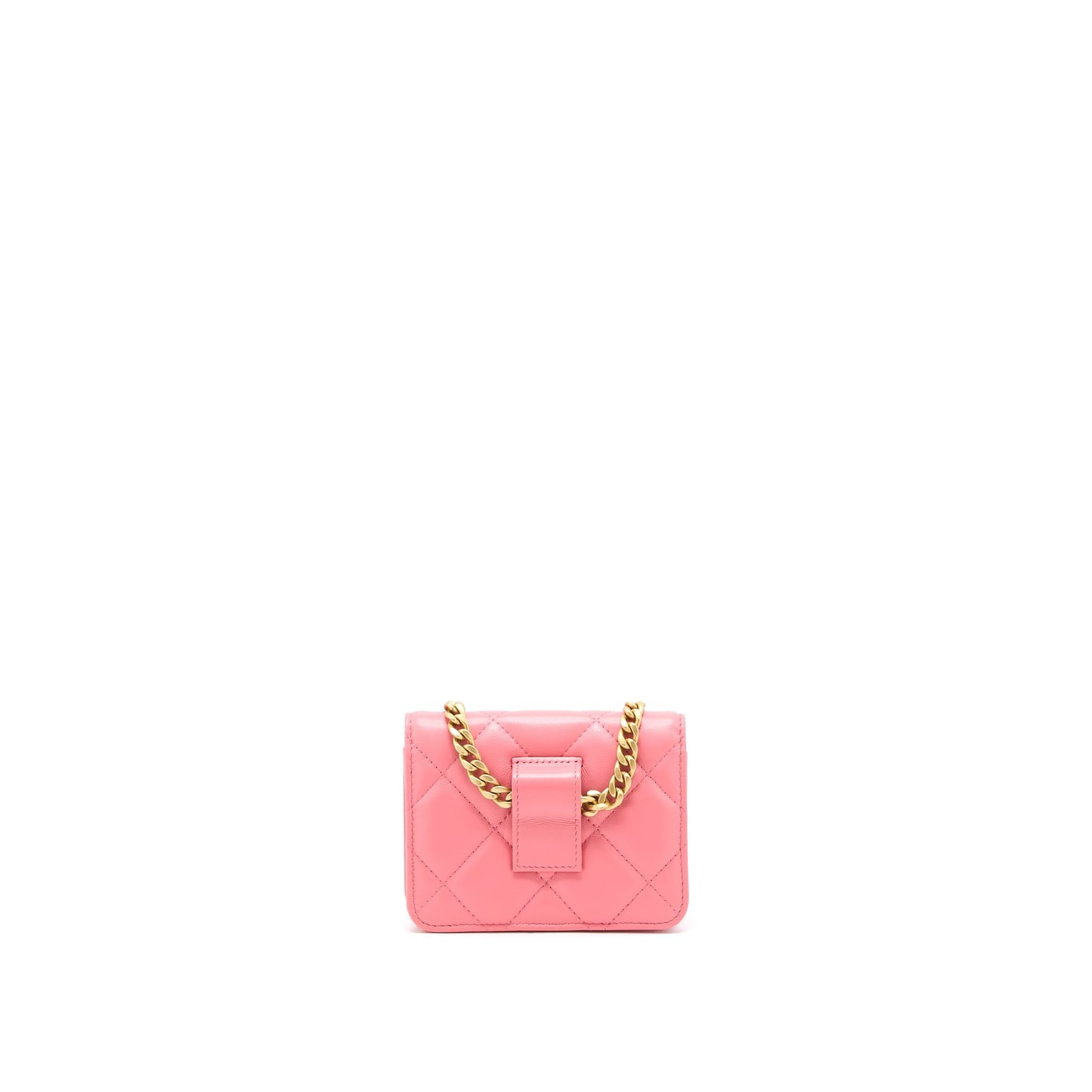 Chanel Mini Flap Waist Bag Enamel Logo Lambskin Pink