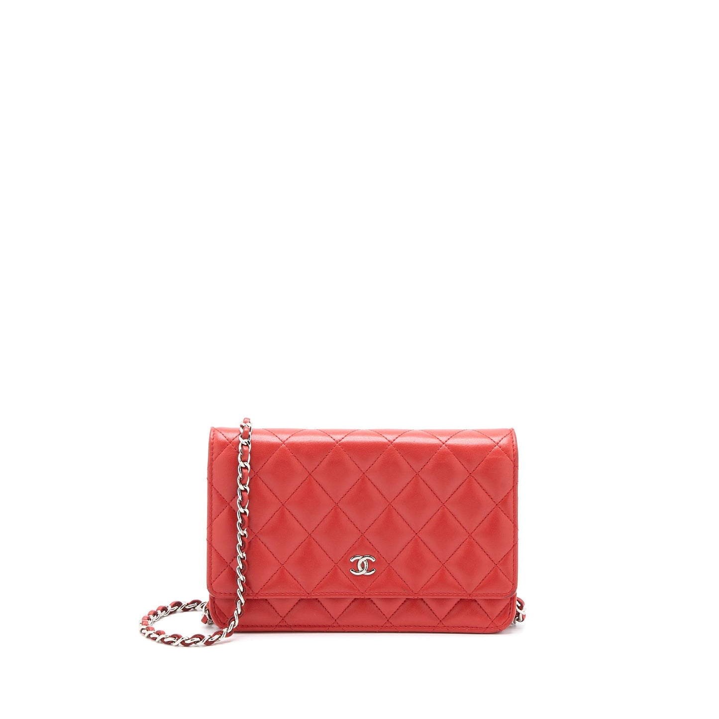 Chanel Classic Wallet On Chain Lambskin Orange Red