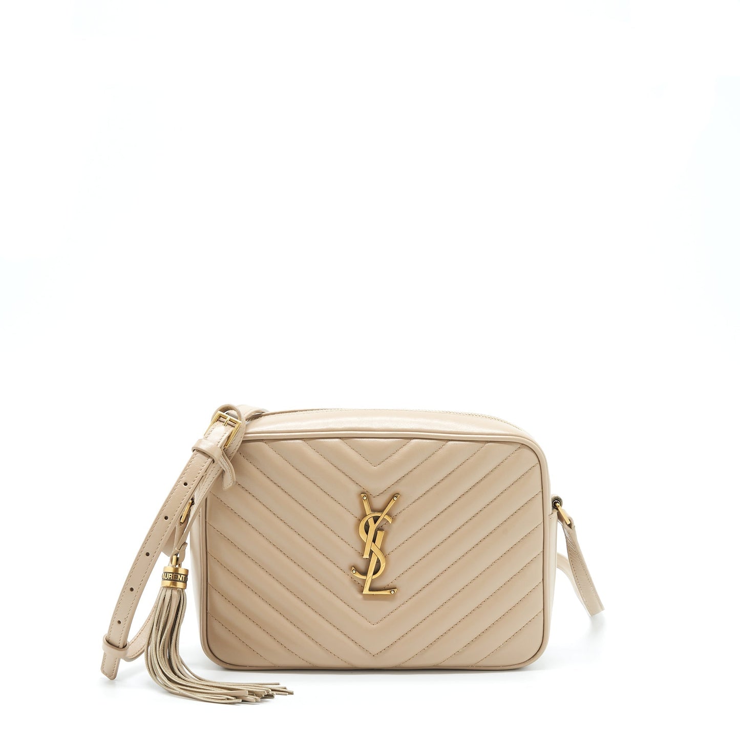 Saint Laurent Lou Camera Purse Calfskin Dark Beige