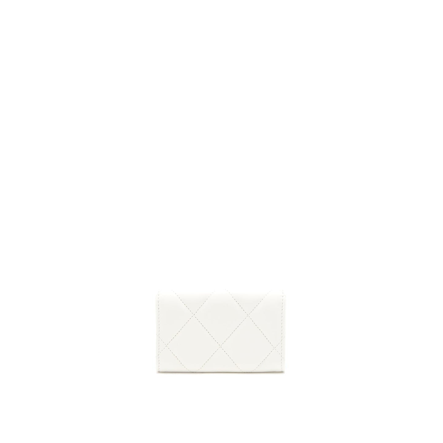 Chanel 19 Flap Card Holder Lambskin White Brushed  (Microchip)