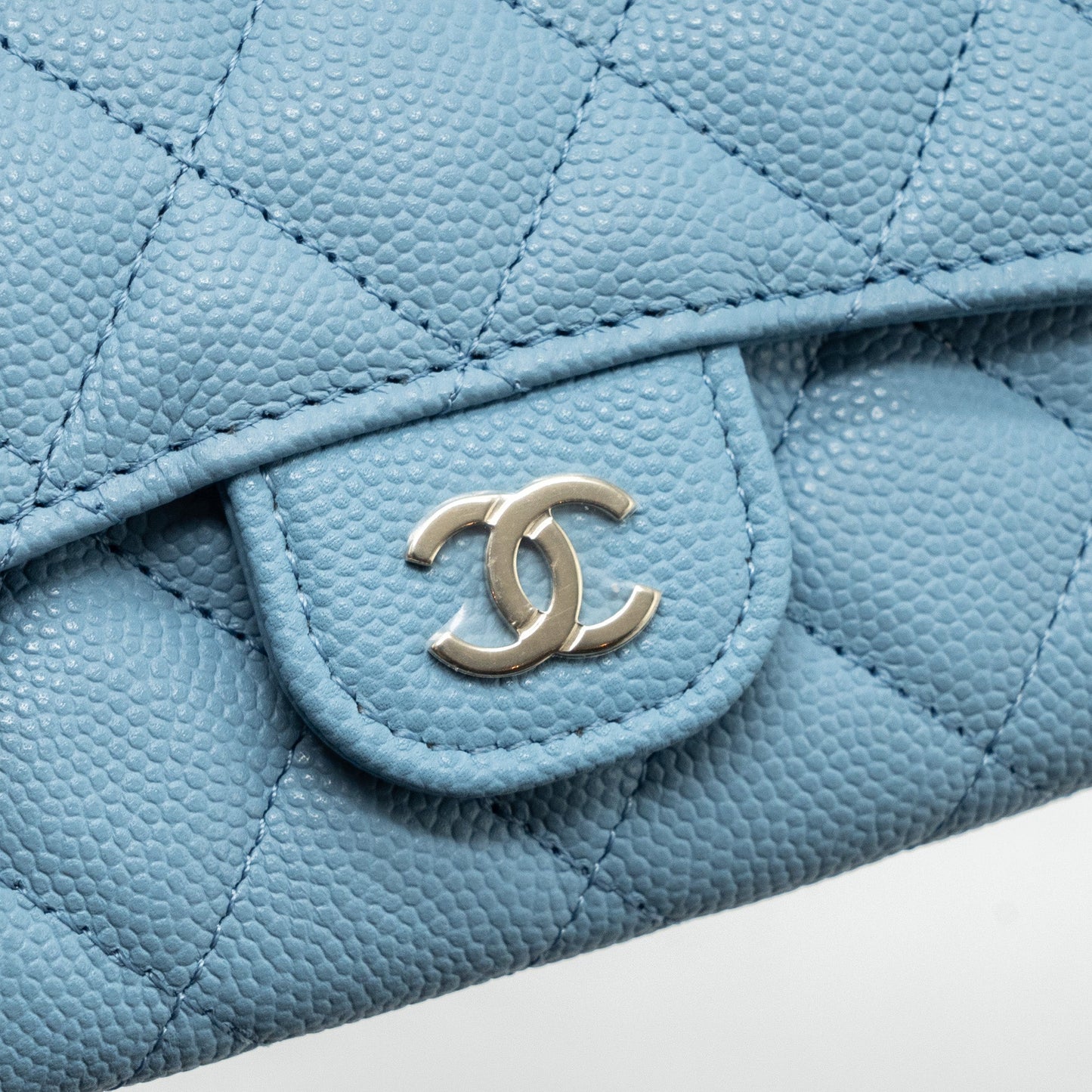 Chanel Classic Flap Card Holder Caviar Blue L