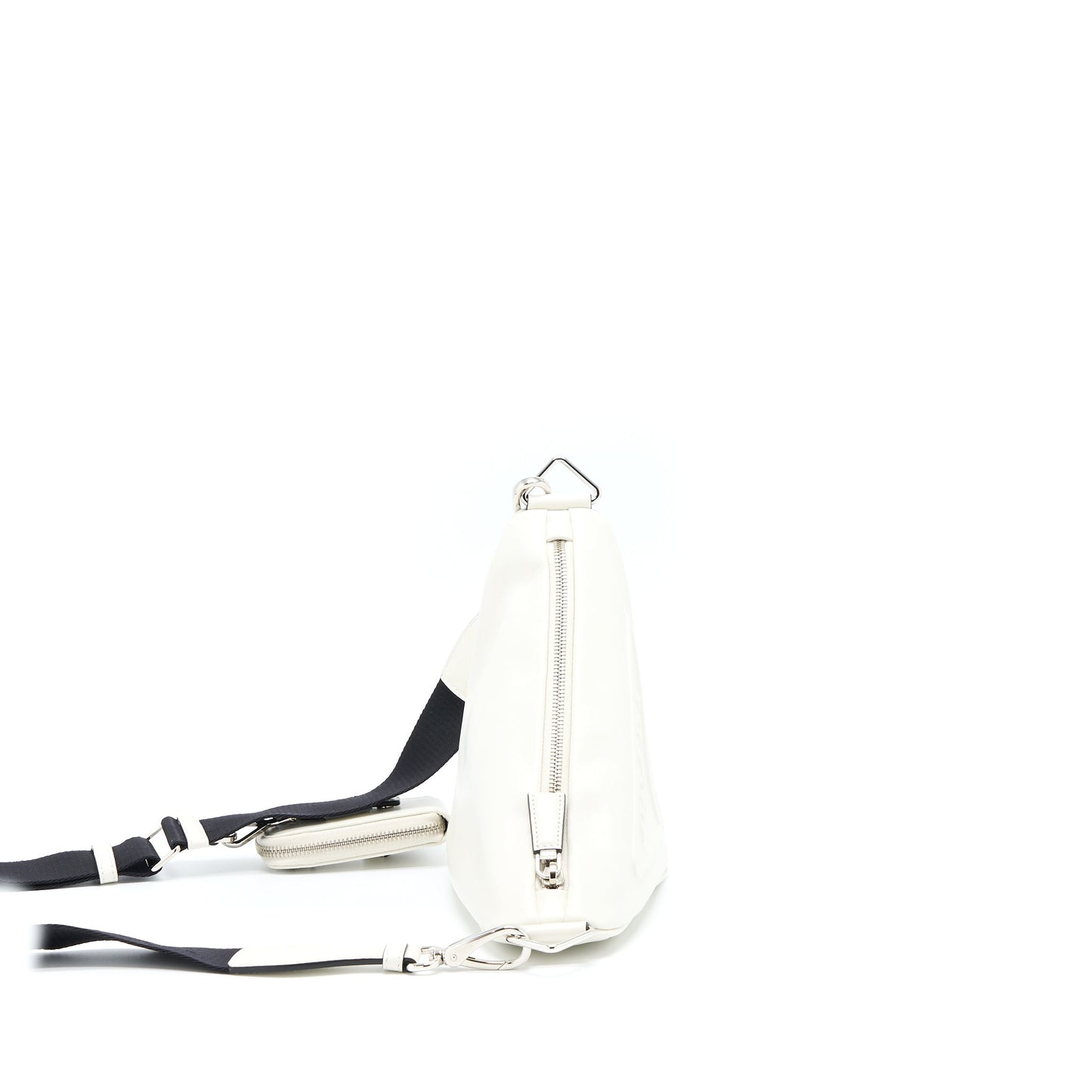 Prada Triangle Leather Mini Purse White