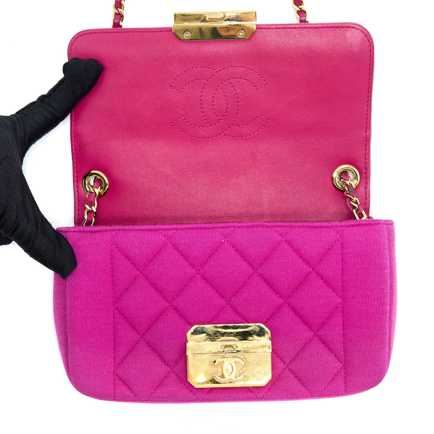 Chanel Seasonal Mini Flap Bag Fabric Pink L