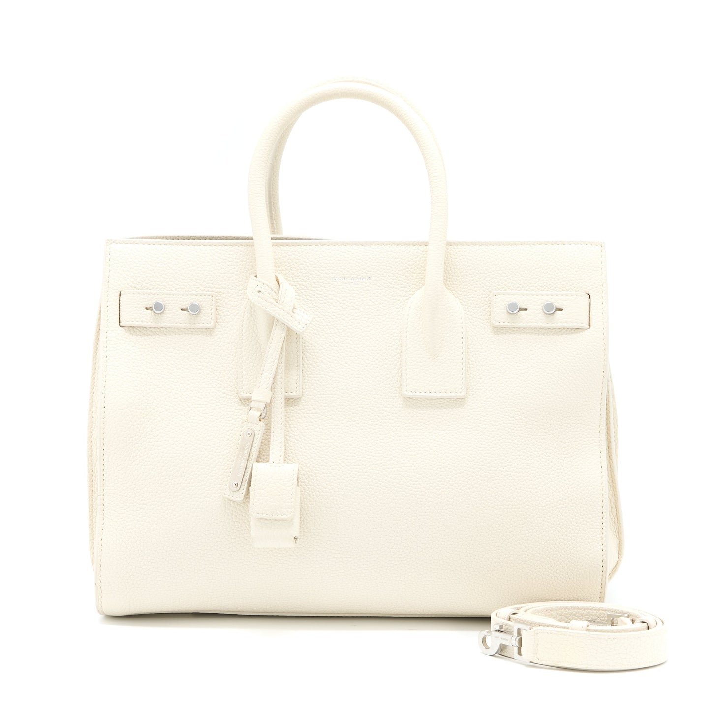 Saint Laurent Sac De Jour Tote Purse Calfskin White