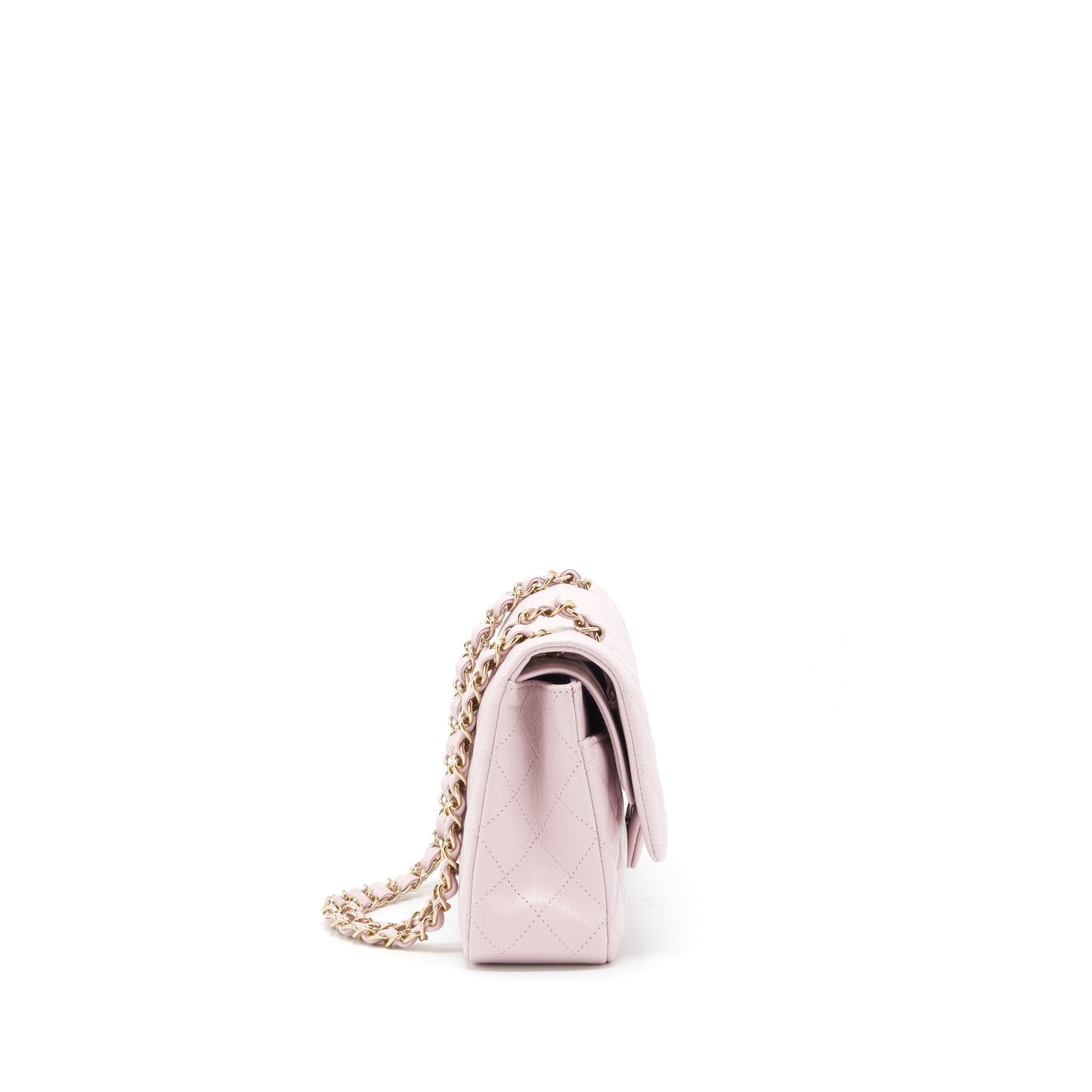 Chanel Medium Classic Double Flap Bag 21S Caviar Light Pink L