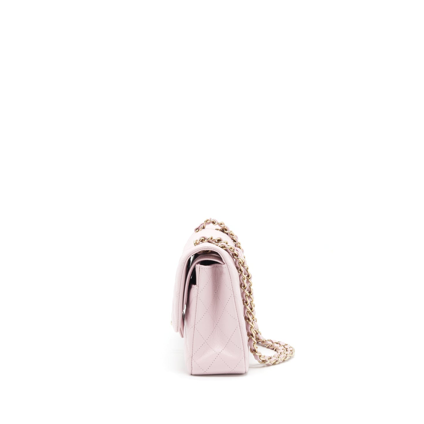 Chanel Medium Classic Double Flap Bag 21S Caviar Light Pink L