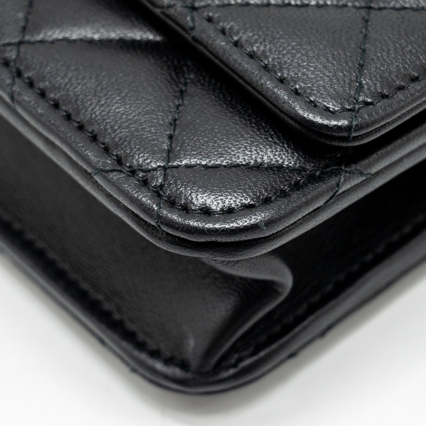 Chanel Wallet On Chain with Pearl Chain Lambskin Black L (Microchip)