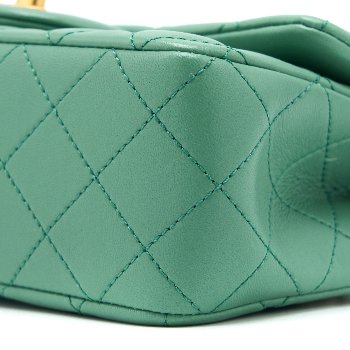 Chanel Pearl Crush Mini Rectangular Flap Bag Lambskin Green  (Microchip)