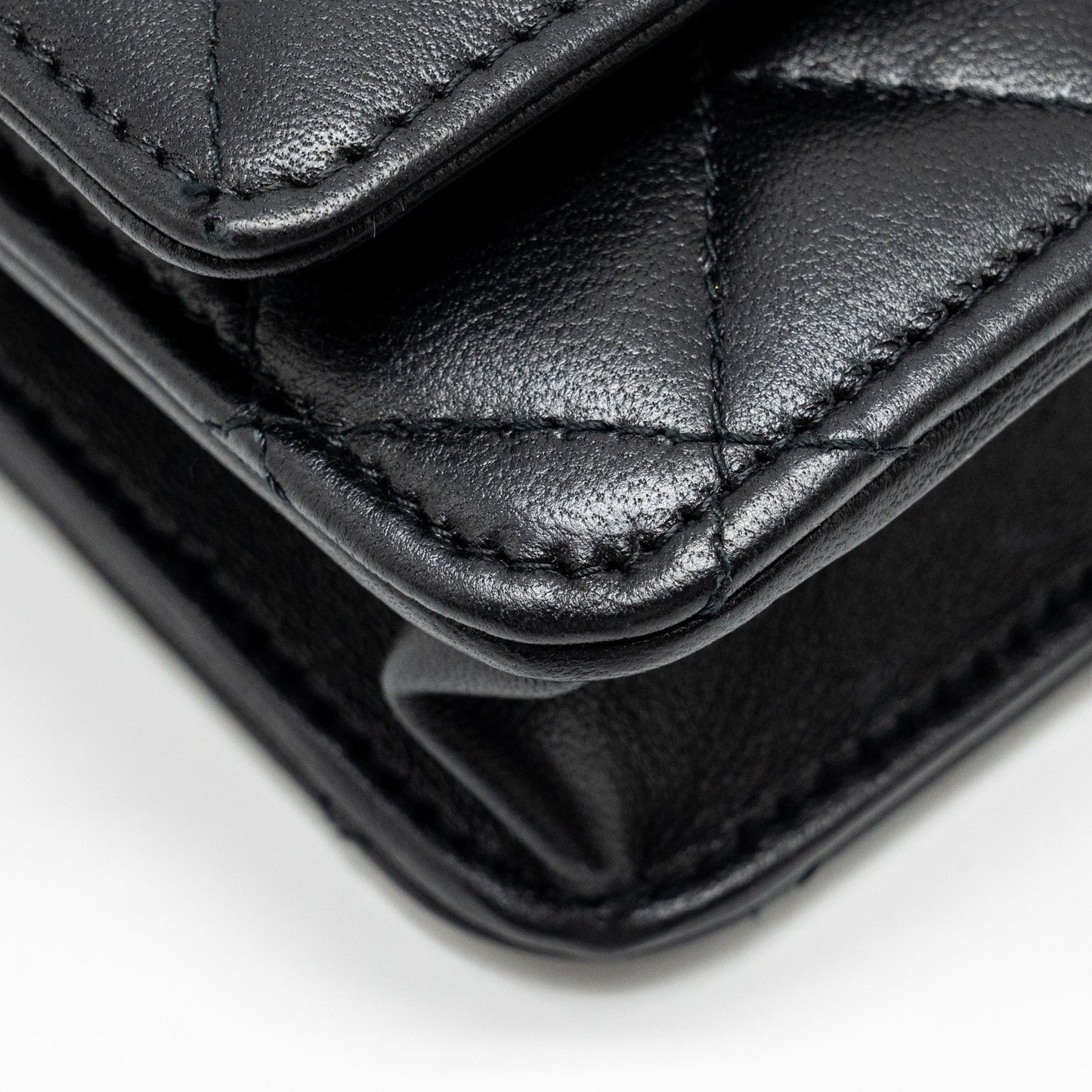 Chanel Wallet On Chain with Pearl Chain Lambskin Black L (Microchip)
