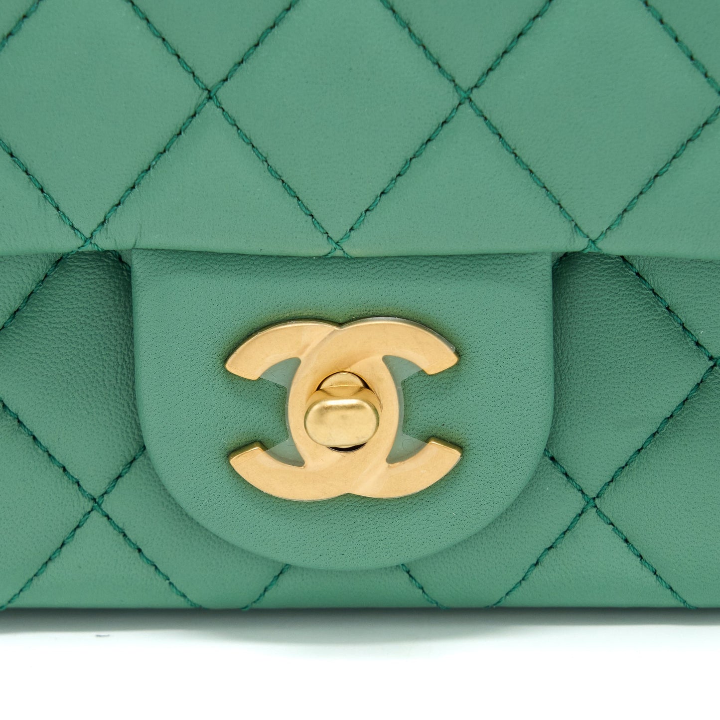 Chanel Pearl Crush Mini Rectangular Flap Bag Lambskin Green  (Microchip)