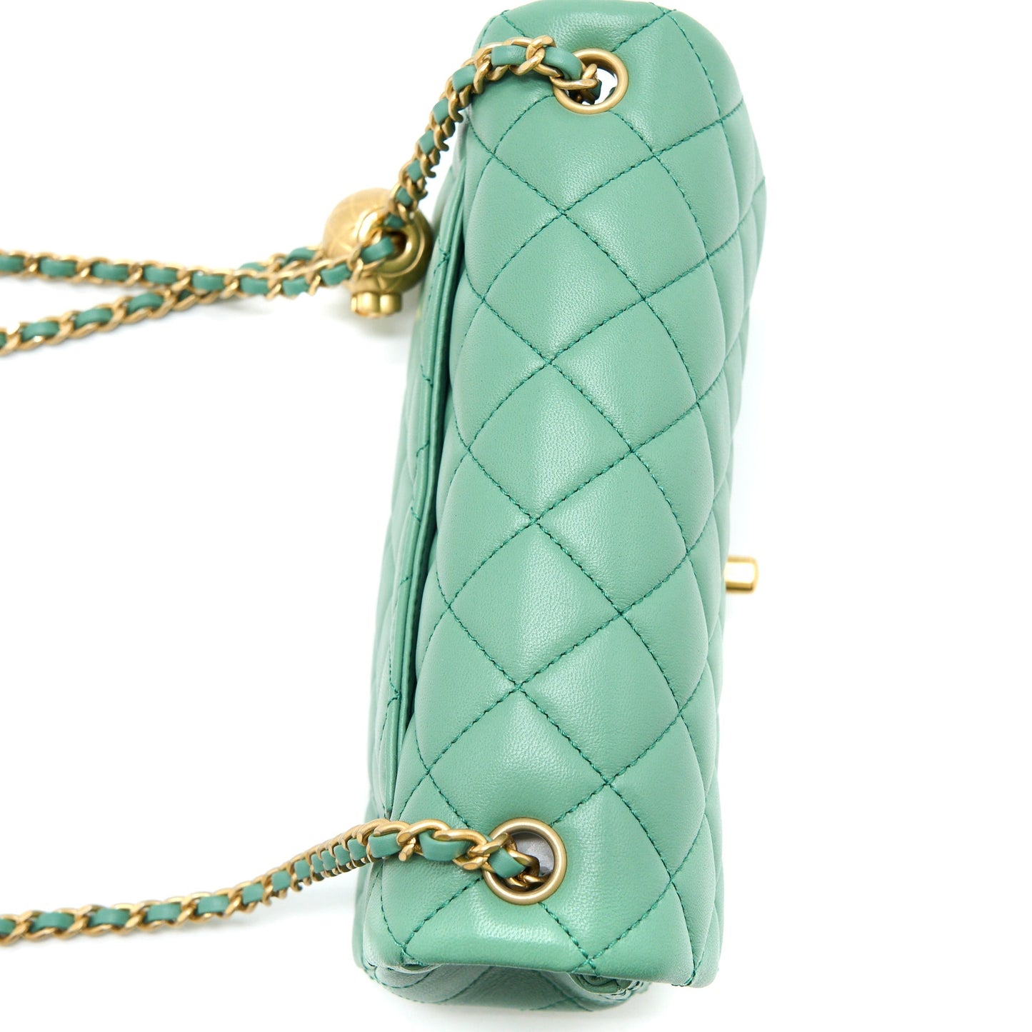 Chanel Pearl Crush Mini Rectangular Flap Bag Lambskin Green  (Microchip)