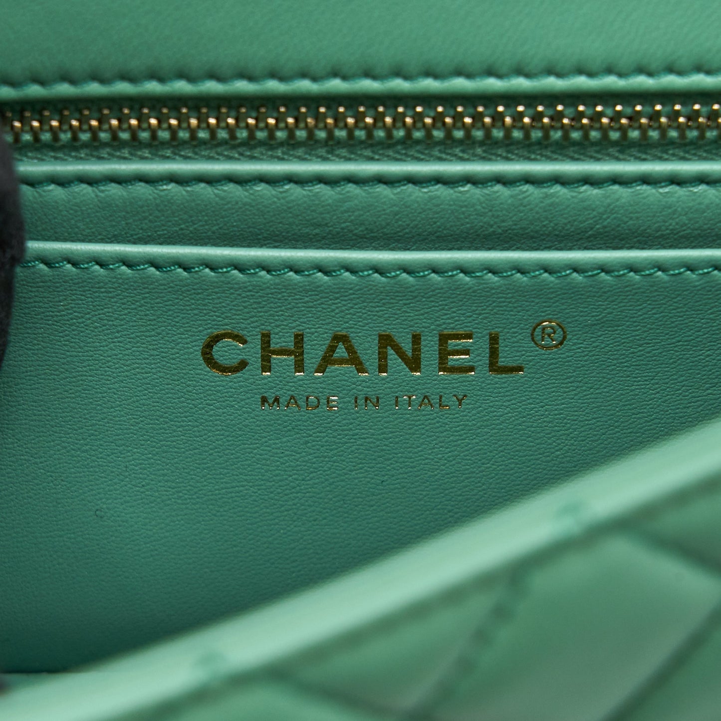 Chanel Pearl Crush Mini Rectangular Flap Bag Lambskin Green  (Microchip)