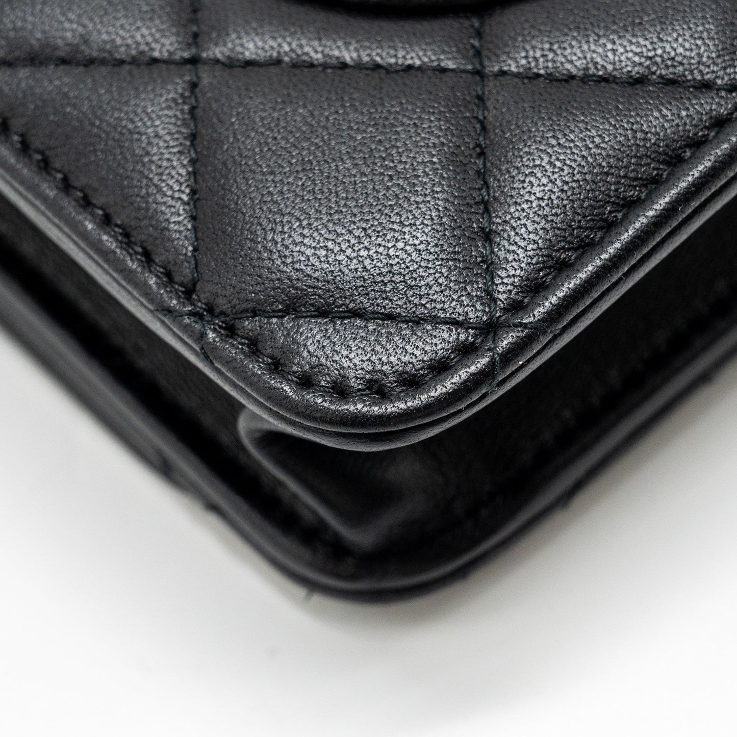 Chanel Wallet On Chain with Pearl Chain Lambskin Black L (Microchip)