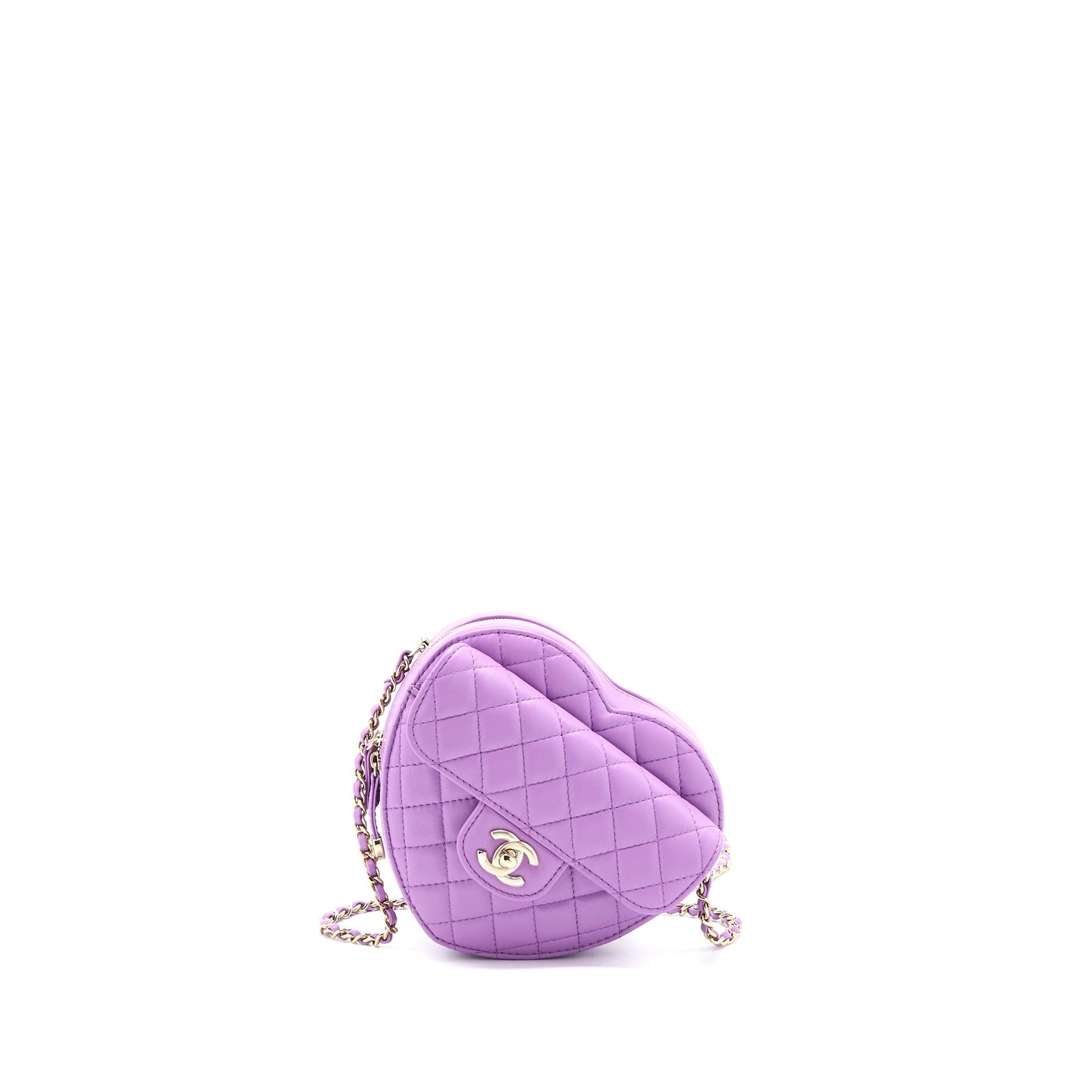 Chanel 22s Heart Bag Lambskin Purple L (Microchip)