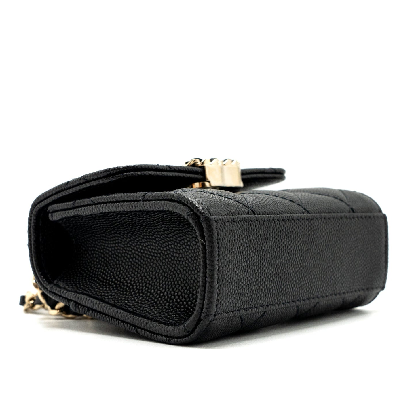 Chanel Mini Top Handle Flap Bag Caviar Black L (microchip)