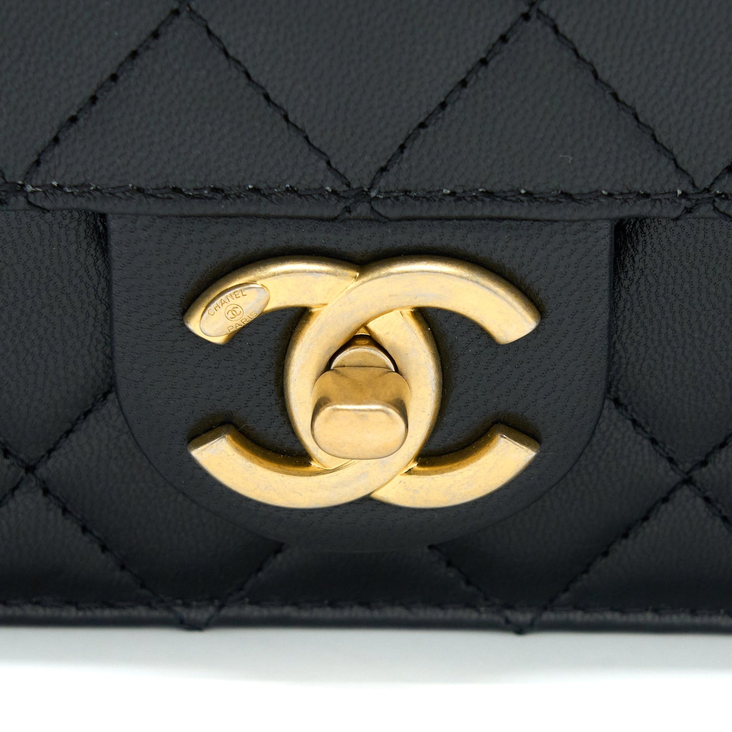 Chanel 20C Pearl Flap Bag Goatskin Black