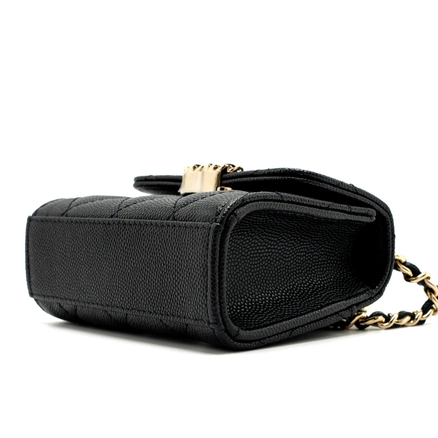 Chanel Mini Top Handle Flap Bag Caviar Black L (microchip)