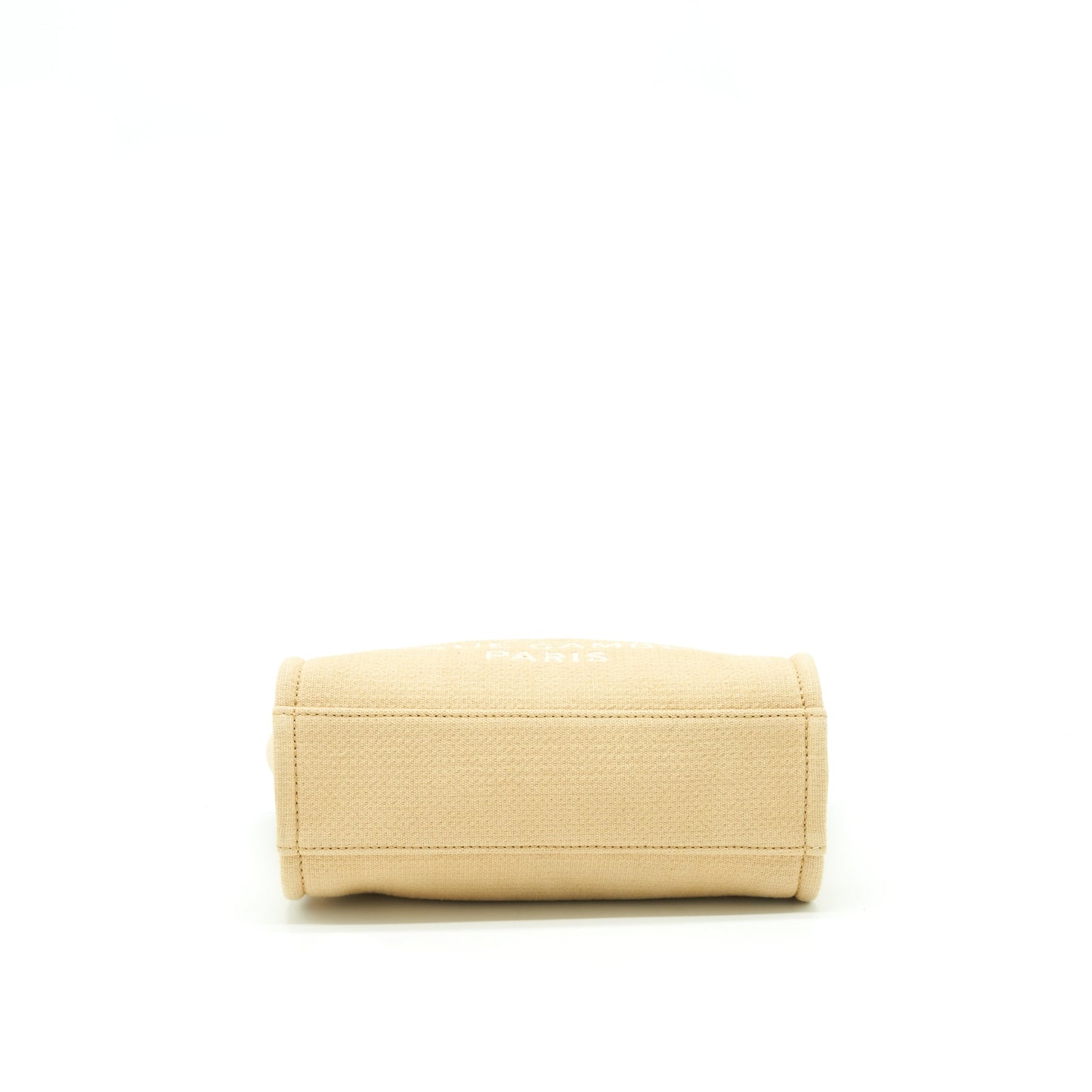 Chanel Deauville PM Chain Tote Bag Canvas Dark Beige