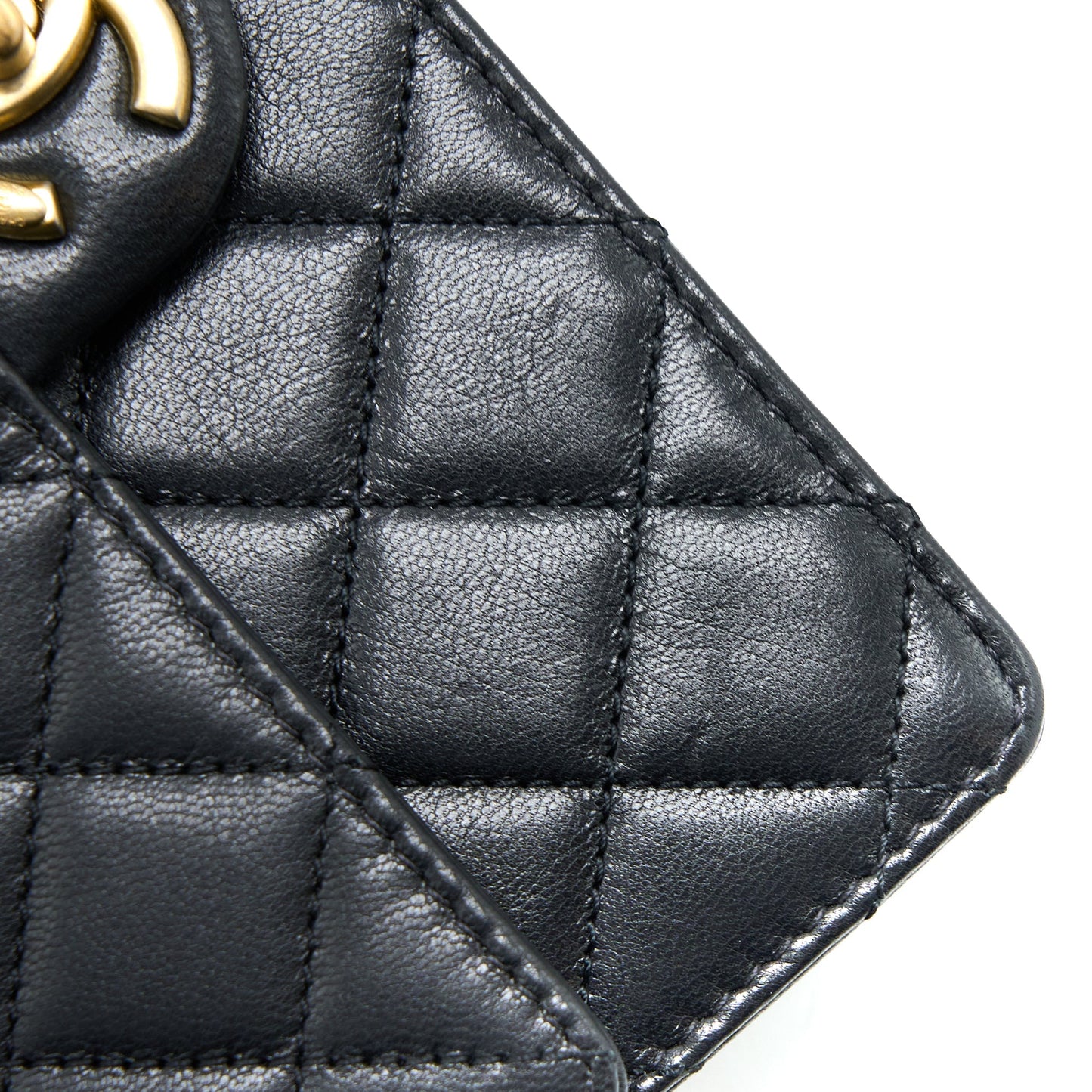 Chanel 20C Pearl Flap Bag Goatskin Black