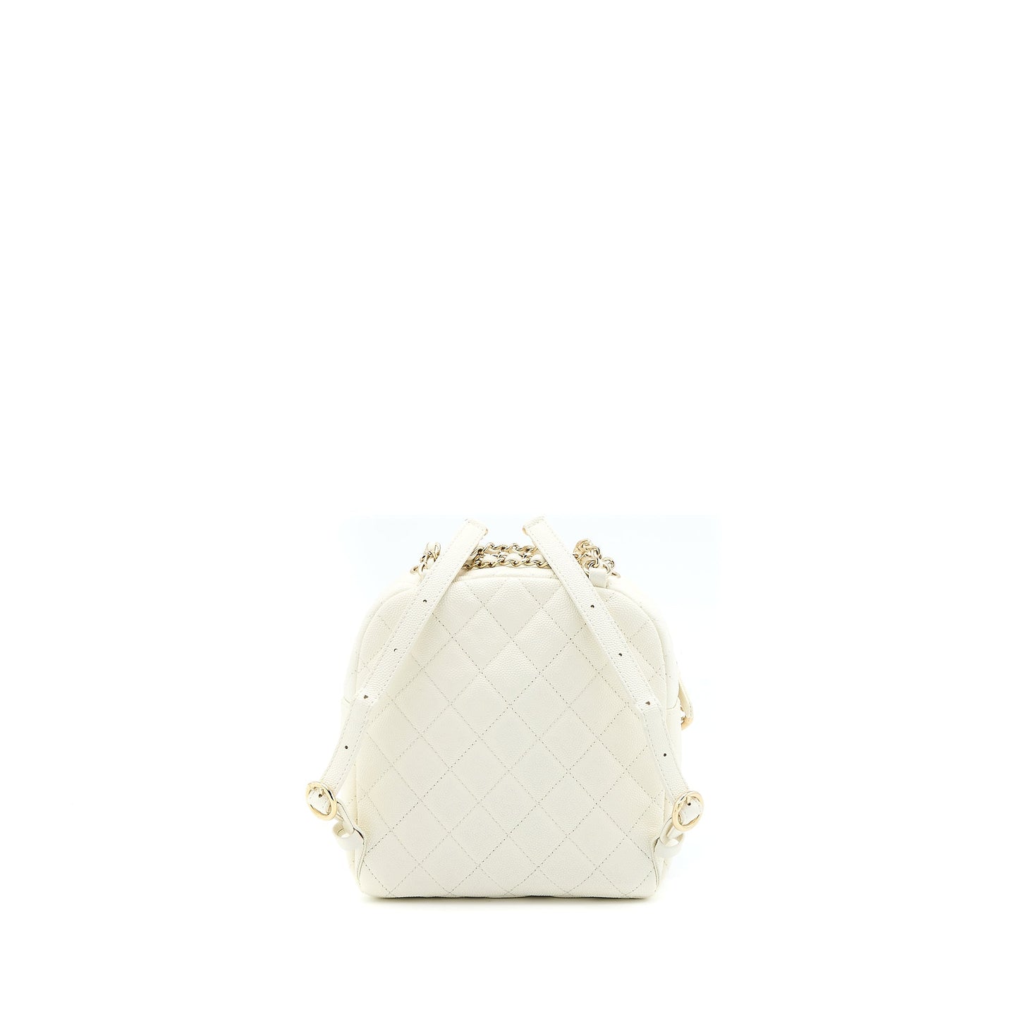 Chanel Quilted Mini CC Day Backpack Caviar White L