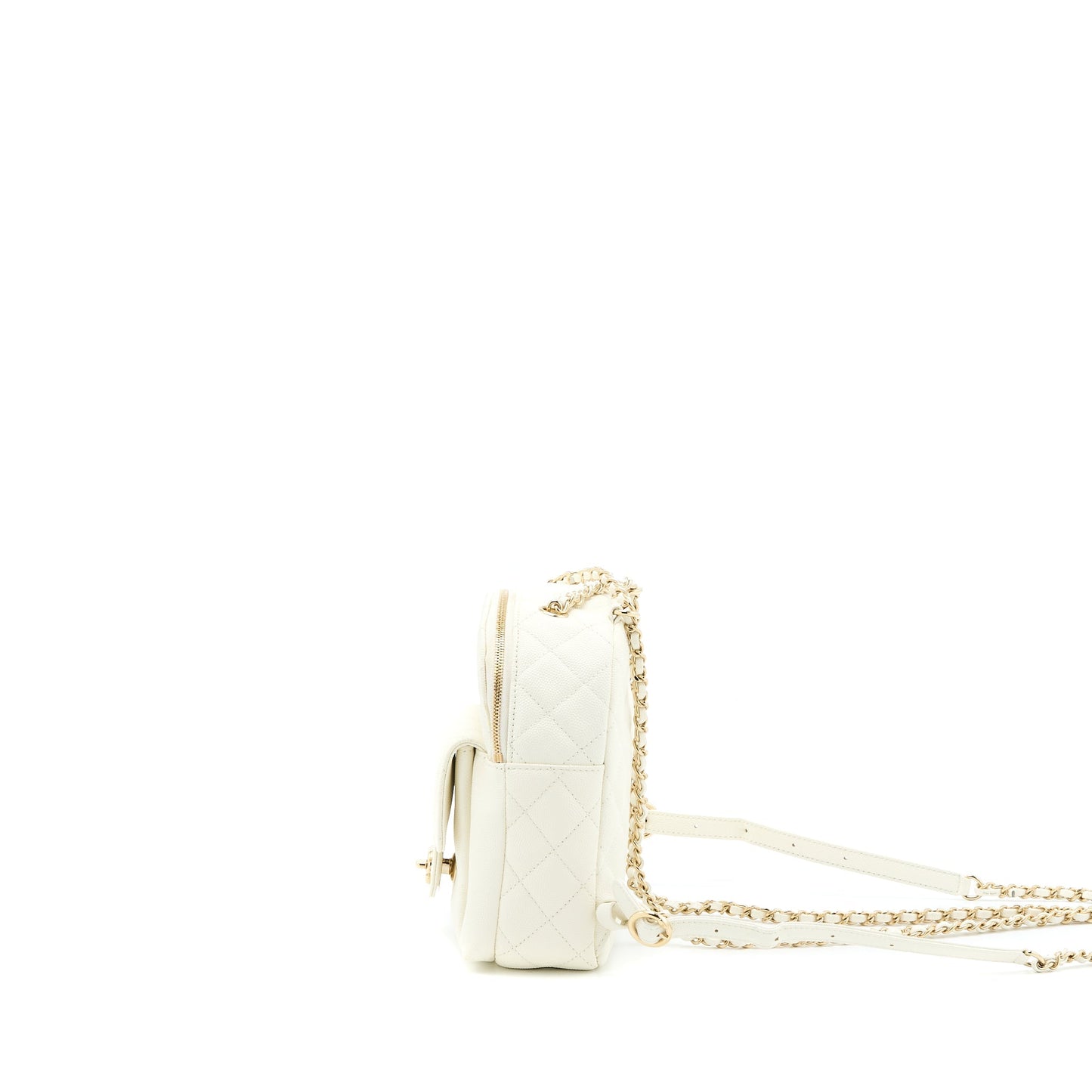 Chanel Quilted Mini CC Day Backpack Caviar White L