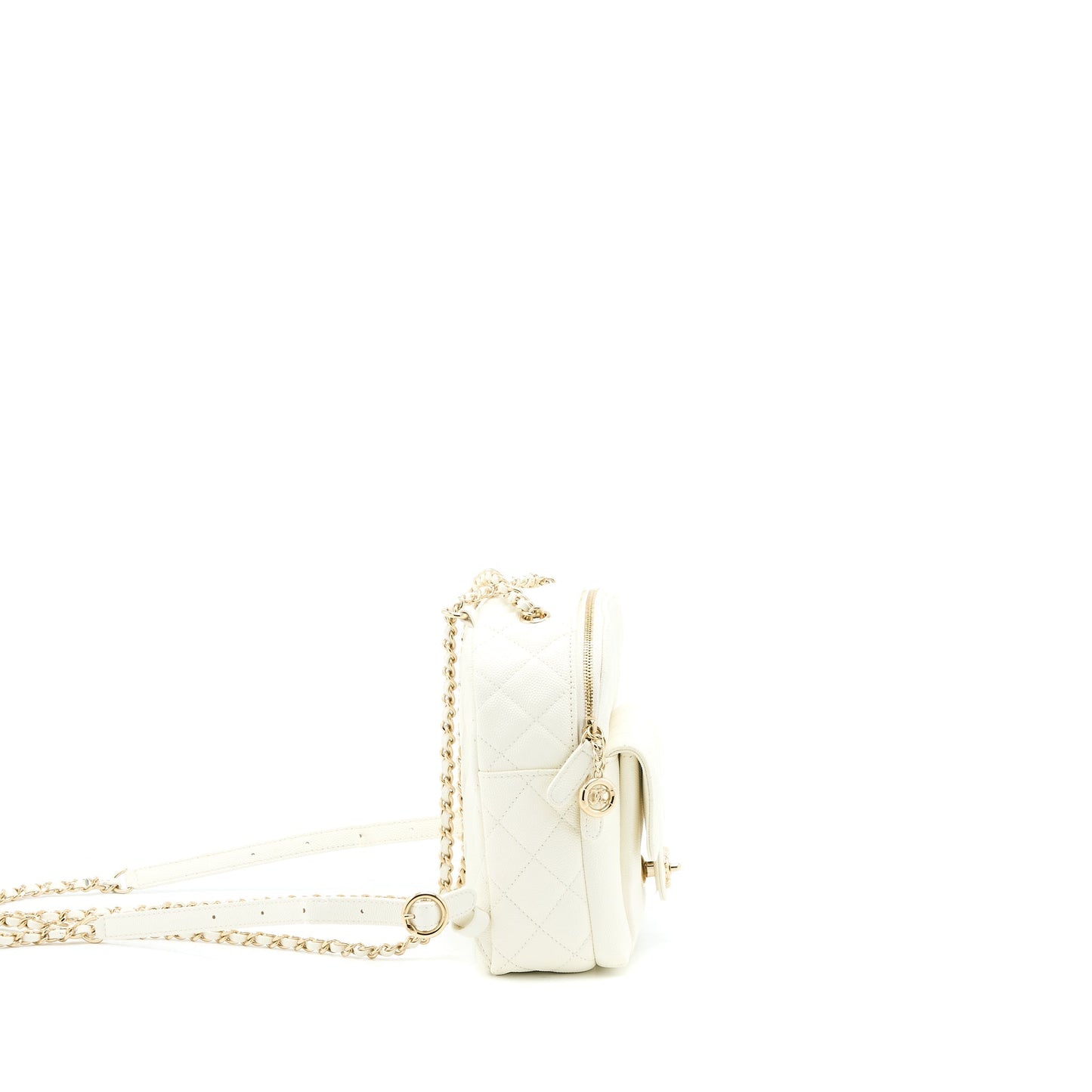 Chanel Quilted Mini CC Day Backpack Caviar White L