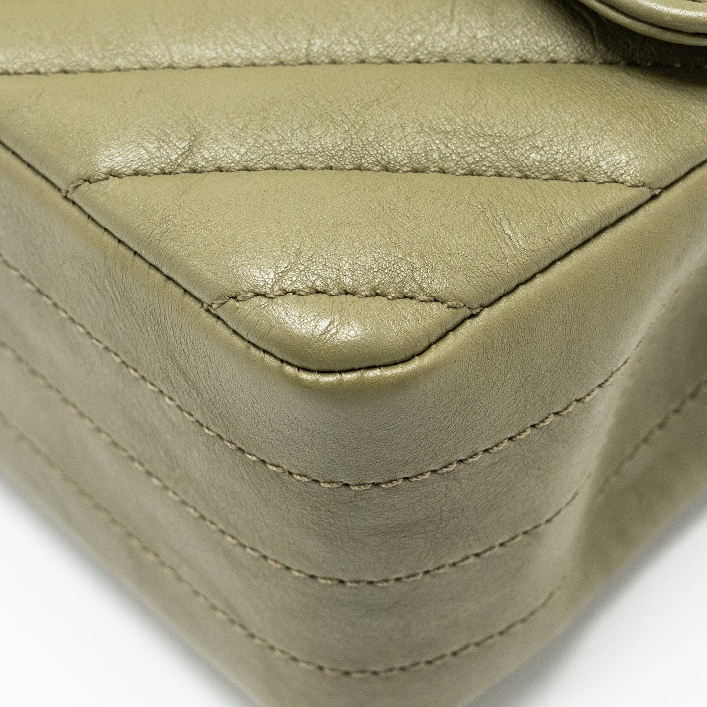 Chanel Chevron Mini Rectangular Flap Bag Calfskin Khaki